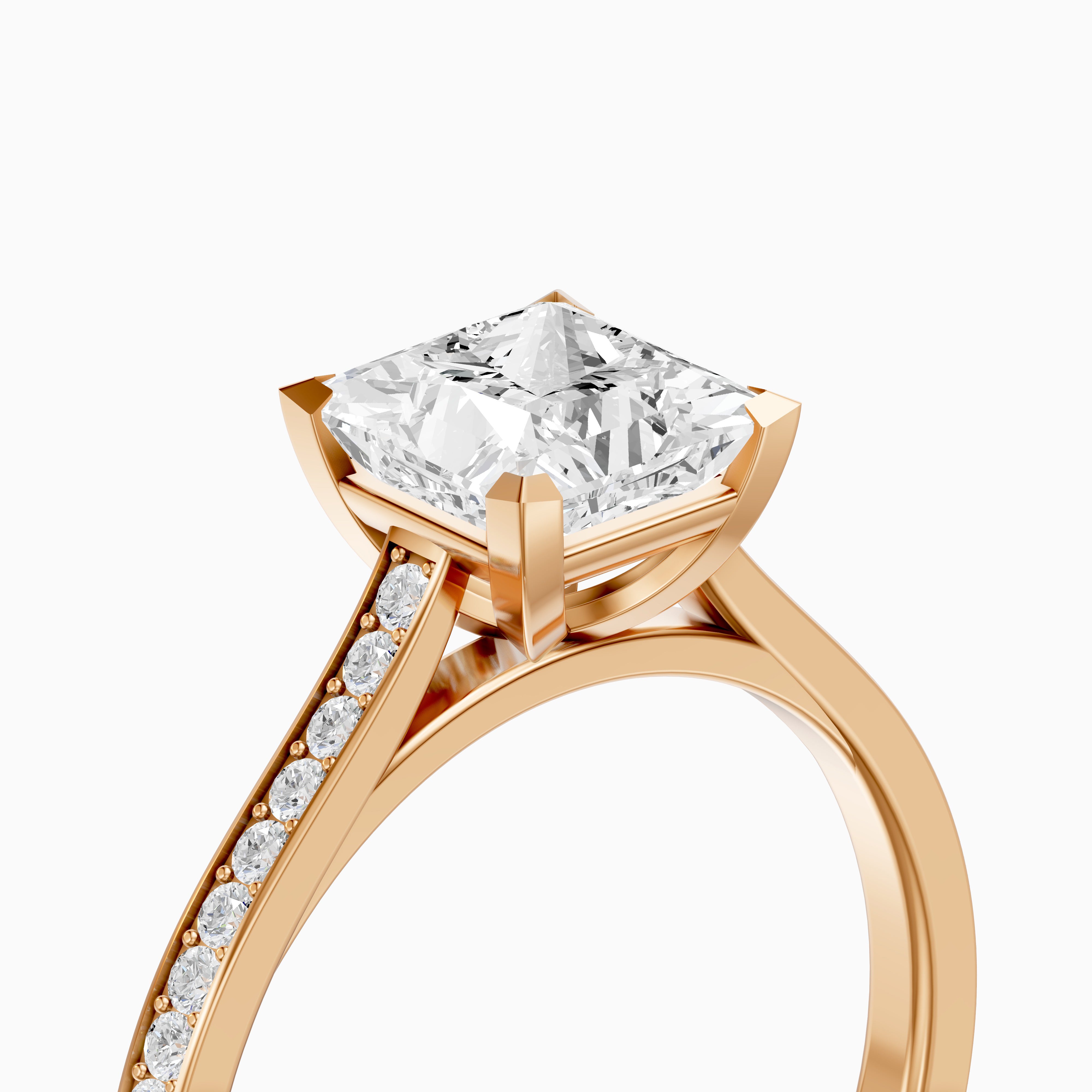 Jaylyn Princess Cut Side Stone Cathedral Lab Grown Diamond Ring