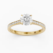 Kelsey Round Cut Side Stone Cathedral Lab Grown Diamond Ring