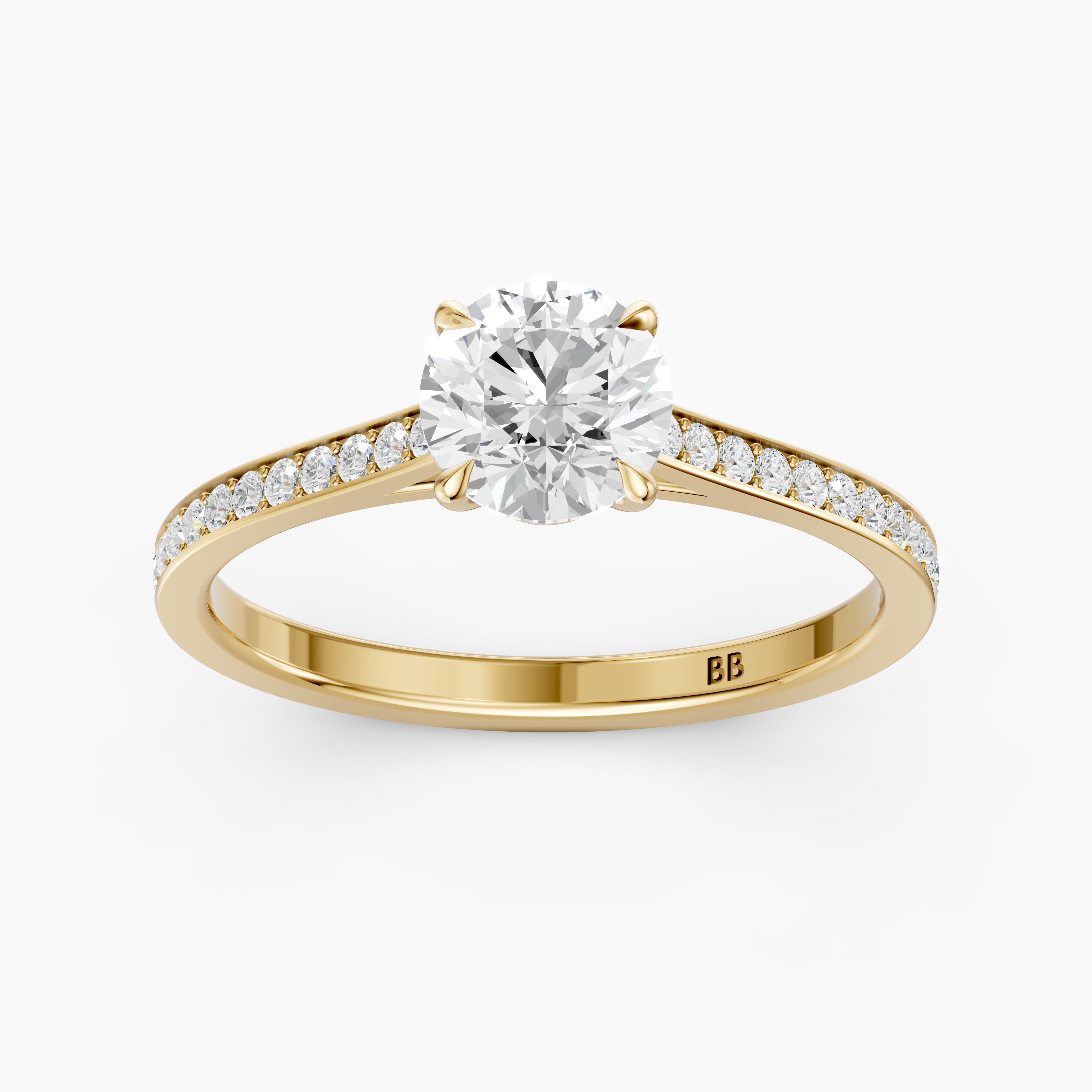 Kelsey Round Cut Side Stone Cathedral Lab Grown Diamond Ring