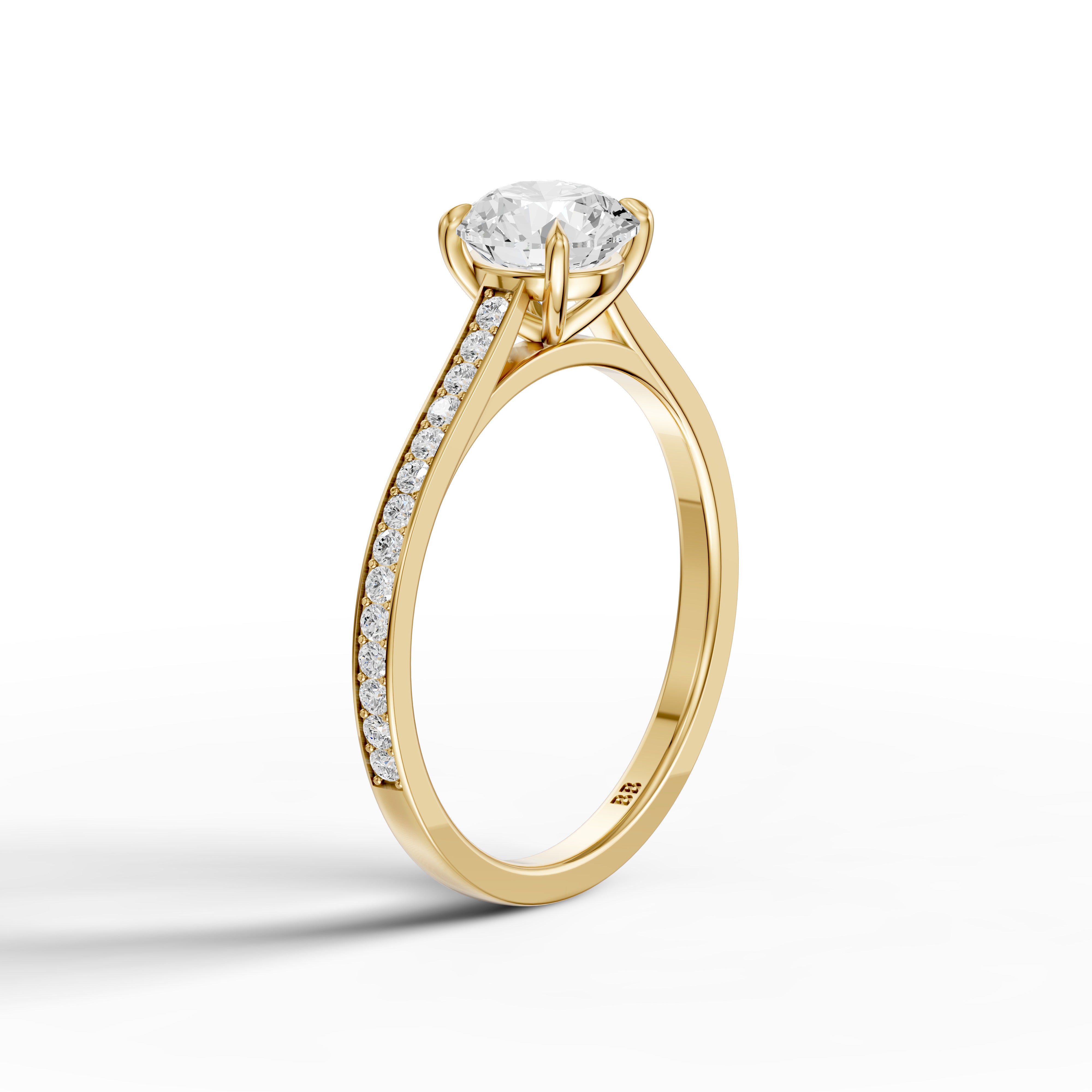 Kelsey Round Cut Side Stone Cathedral Lab Grown Diamond Ring