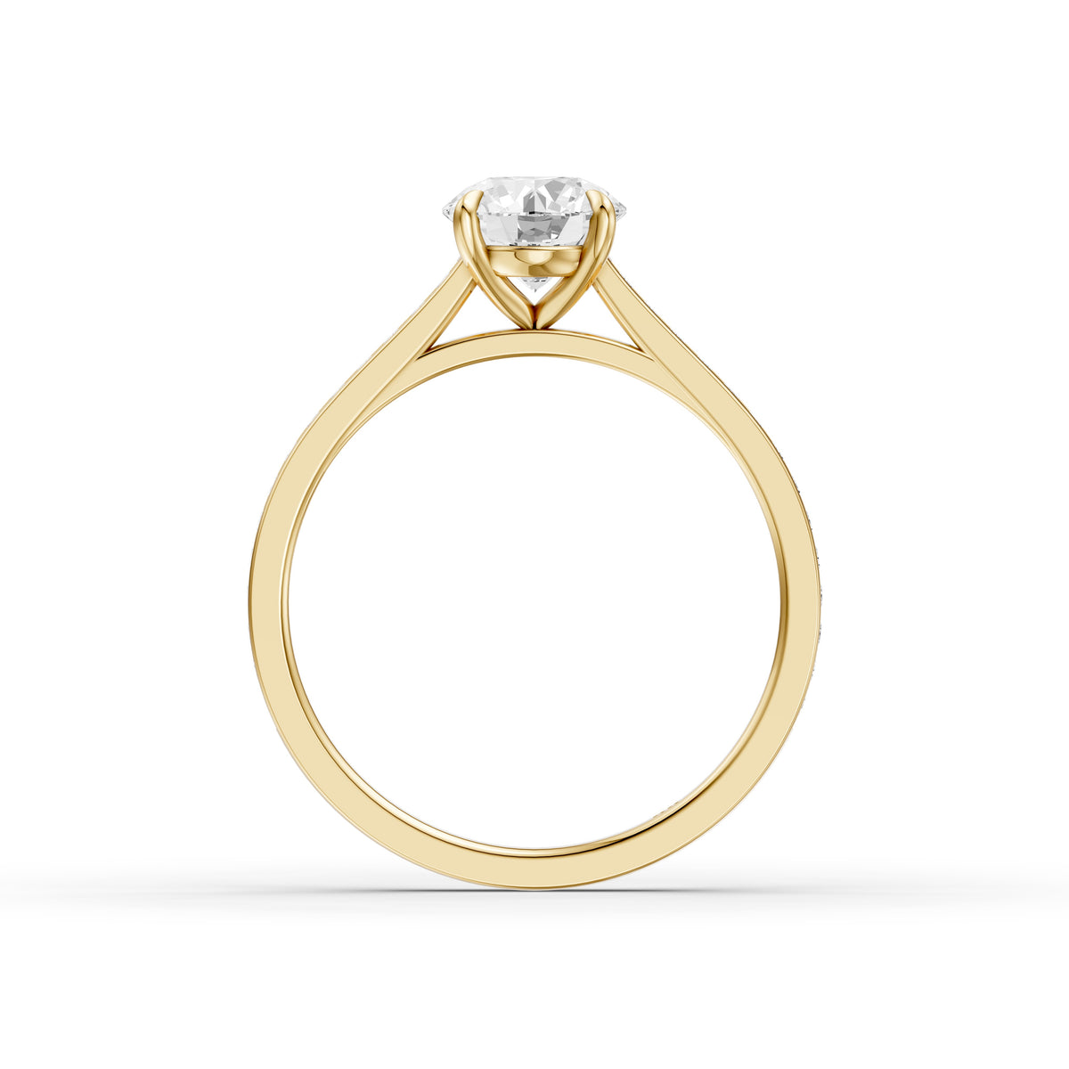 Kelsey Round Cut Side Stone Cathedral Moissanite Diamond Ring