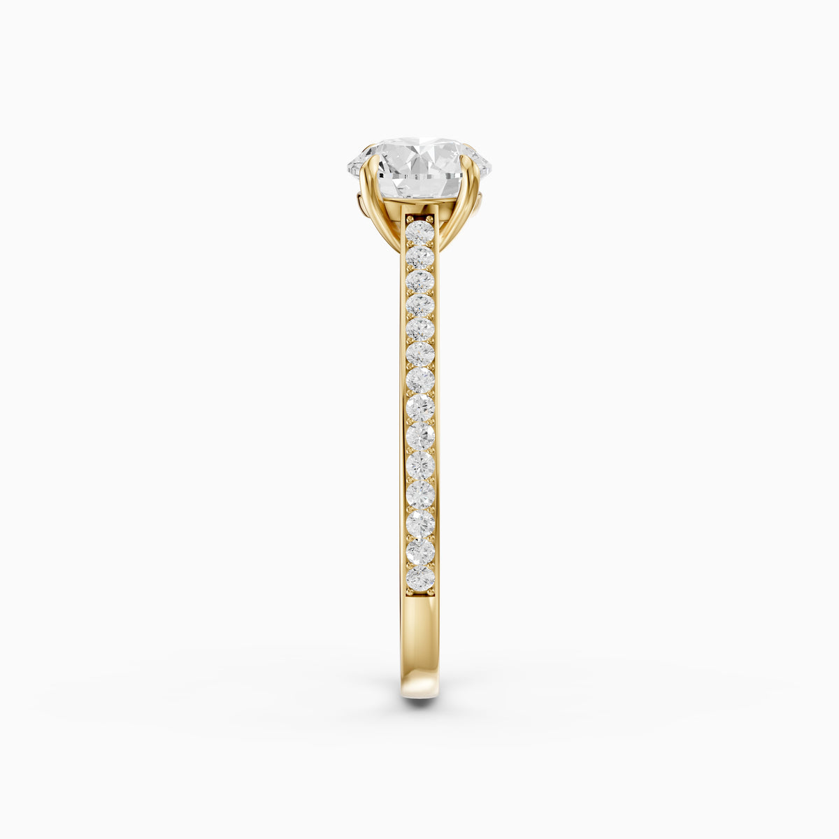 Kelsey Round Cut Side Stone Cathedral Moissanite Diamond Ring