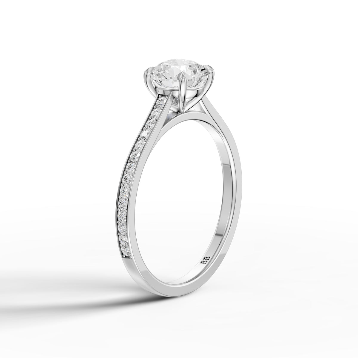 Kelsey Round Cut Side Stone Cathedral Moissanite Diamond Ring