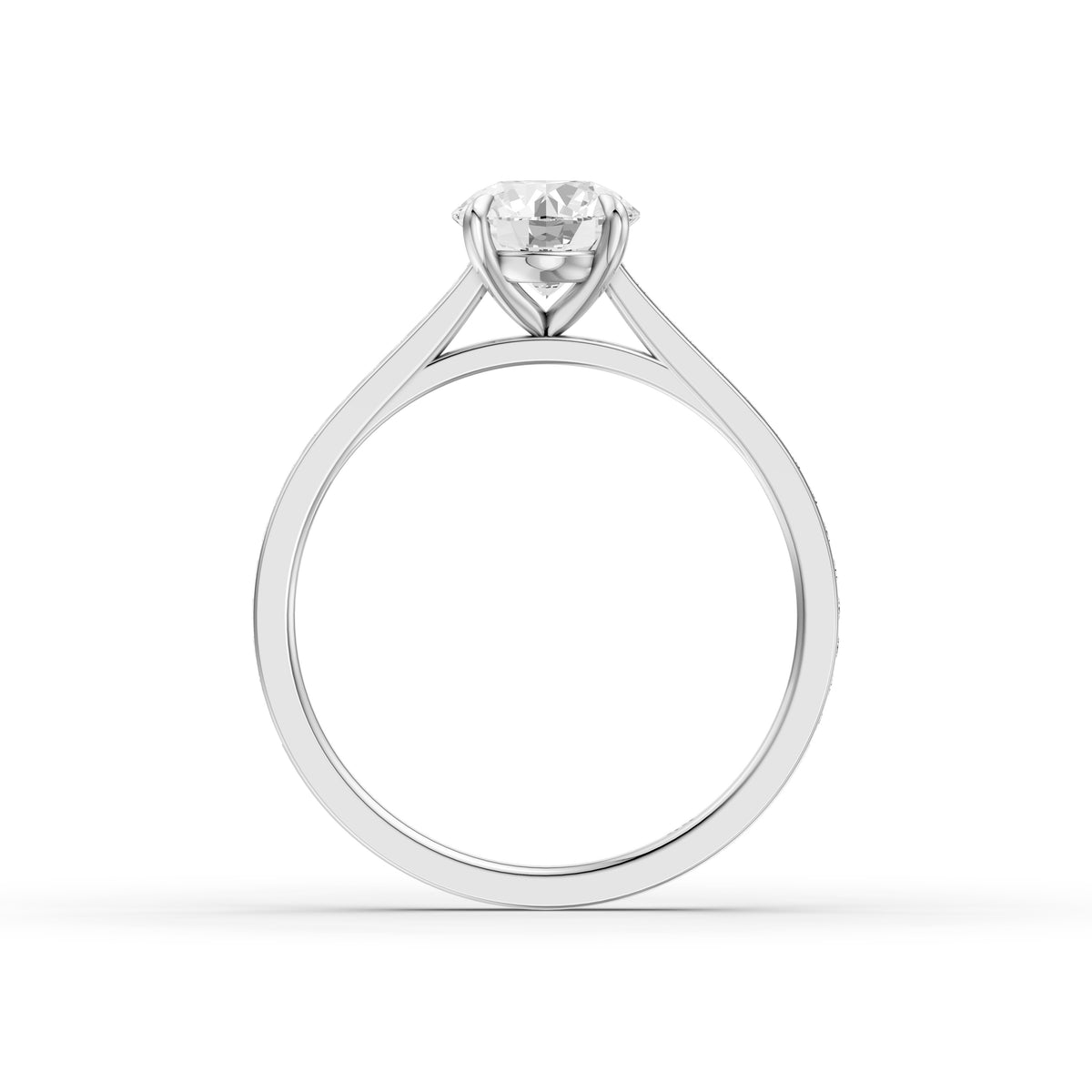 Kelsey Round Cut Side Stone Cathedral Moissanite Diamond Ring