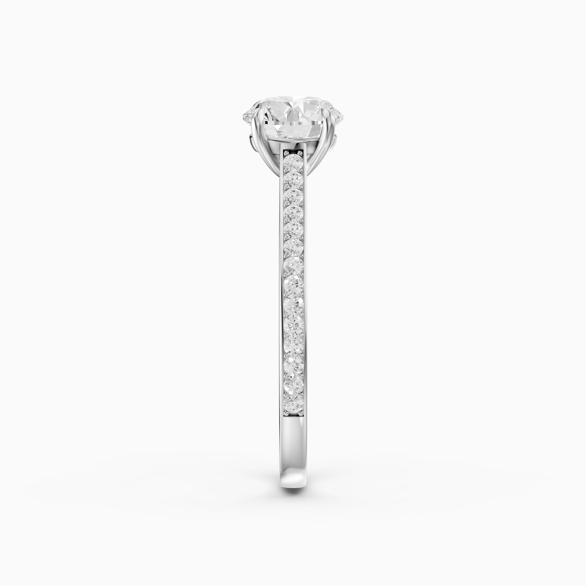 Kelsey Round Cut Side Stone Cathedral Moissanite Diamond Ring