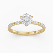 Maggie 6 Prong Round Cut Side Stone Pave Lab Grown Diamond Ring