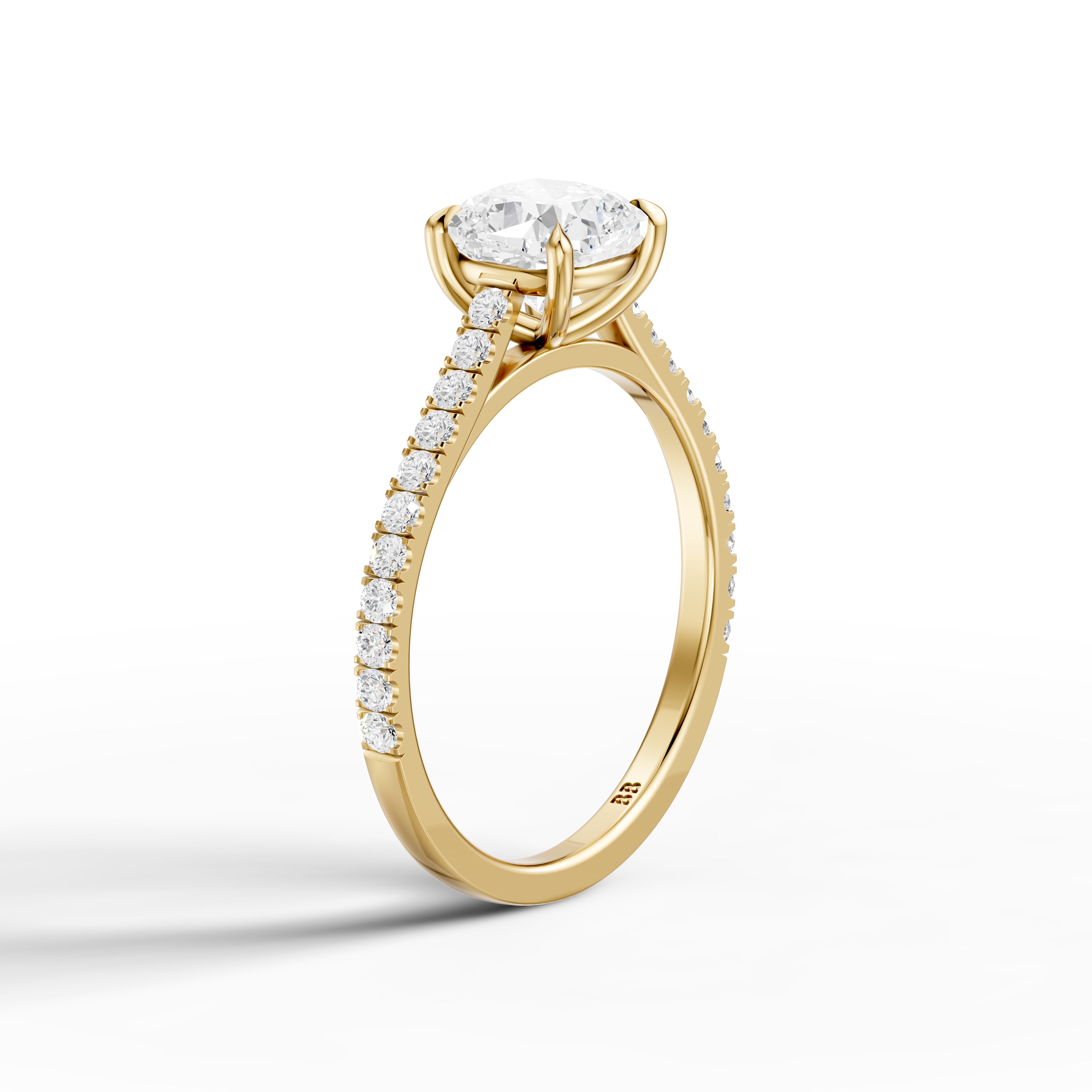 Lauren Cushion Cut Side Stone Pave Cathedral Moissanite Diamond Ring