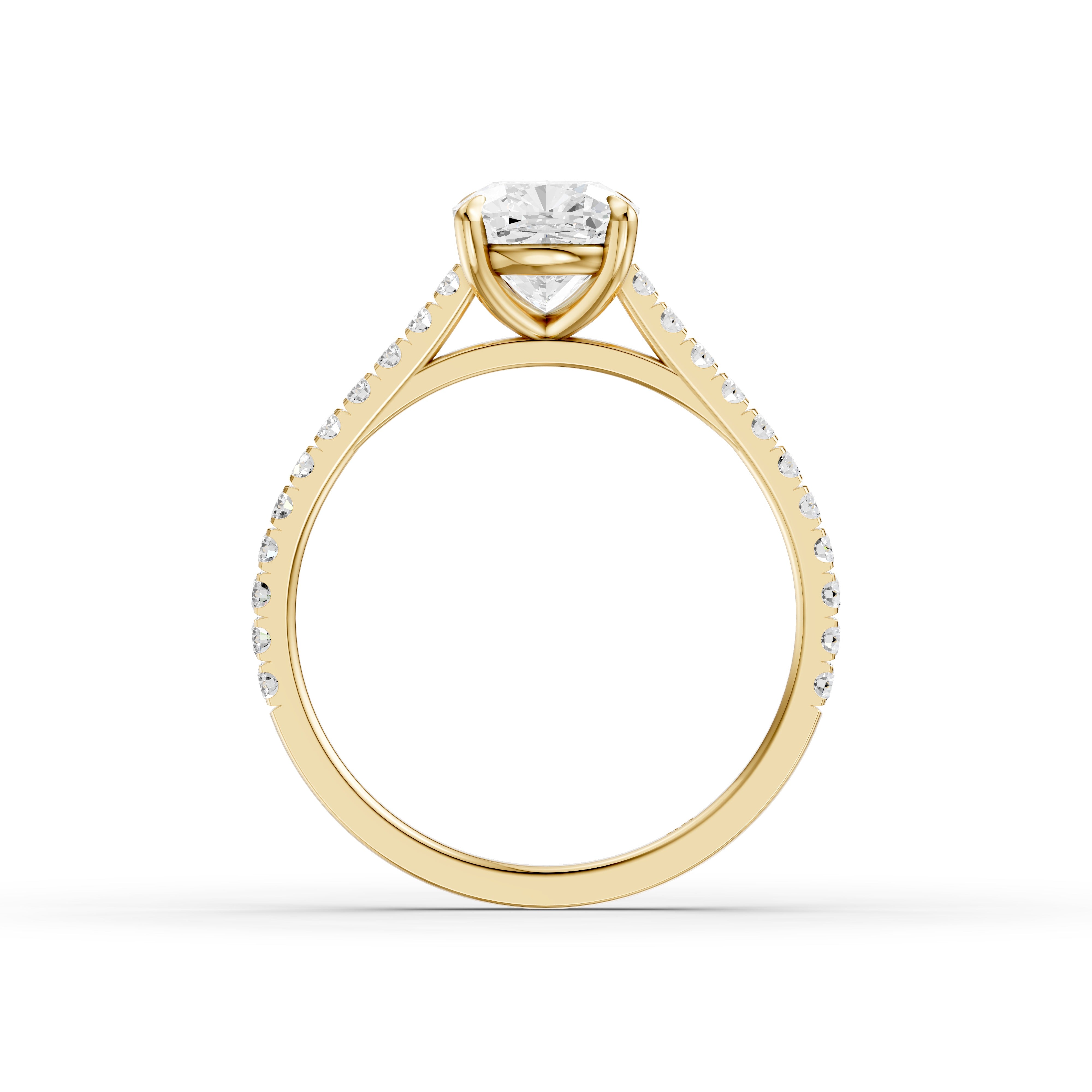 Lauren Cushion Cut Side Stone Pave Cathedral Lab Grown Diamond Ring
