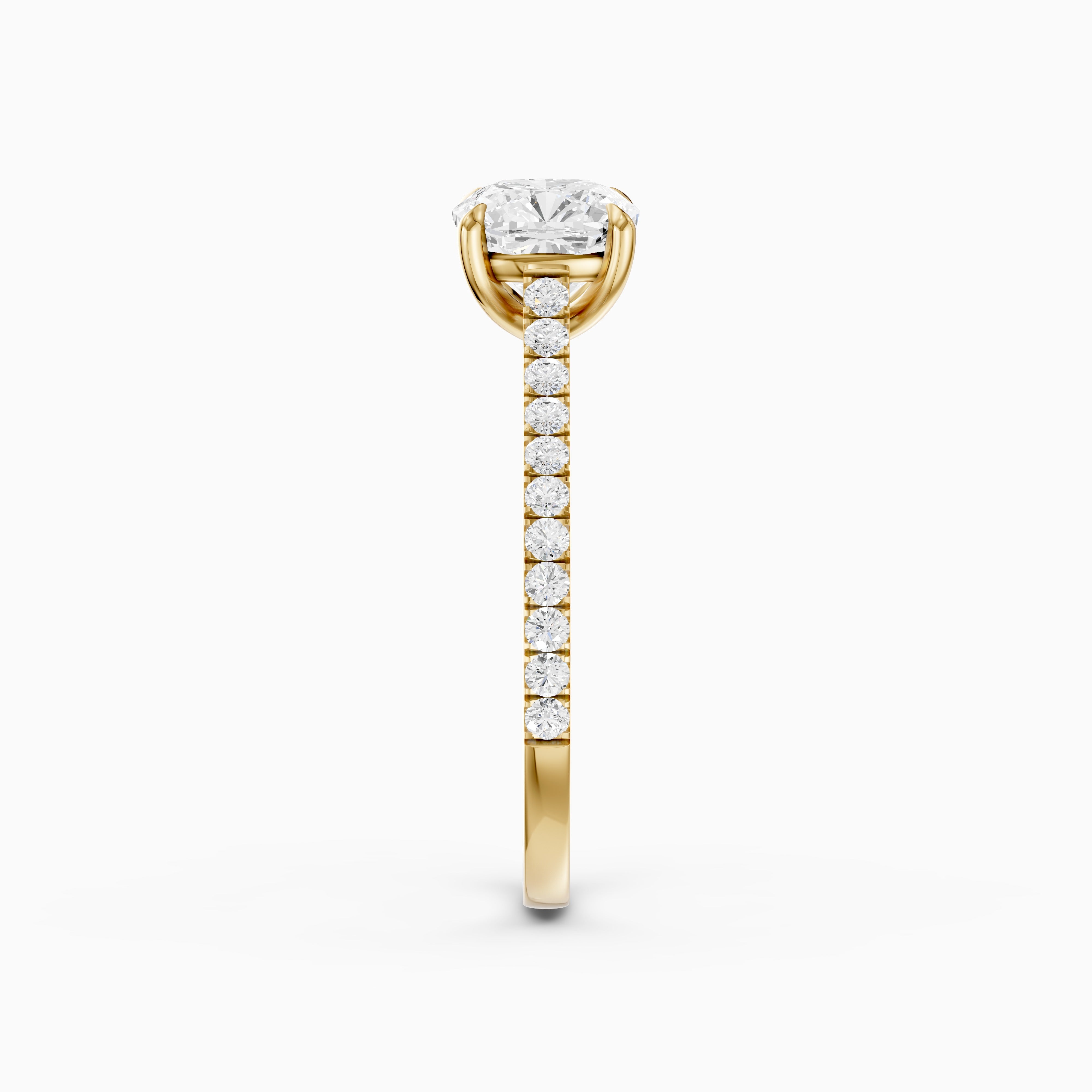 Lauren Cushion Cut Side Stone Pave Cathedral Lab Grown Diamond Ring