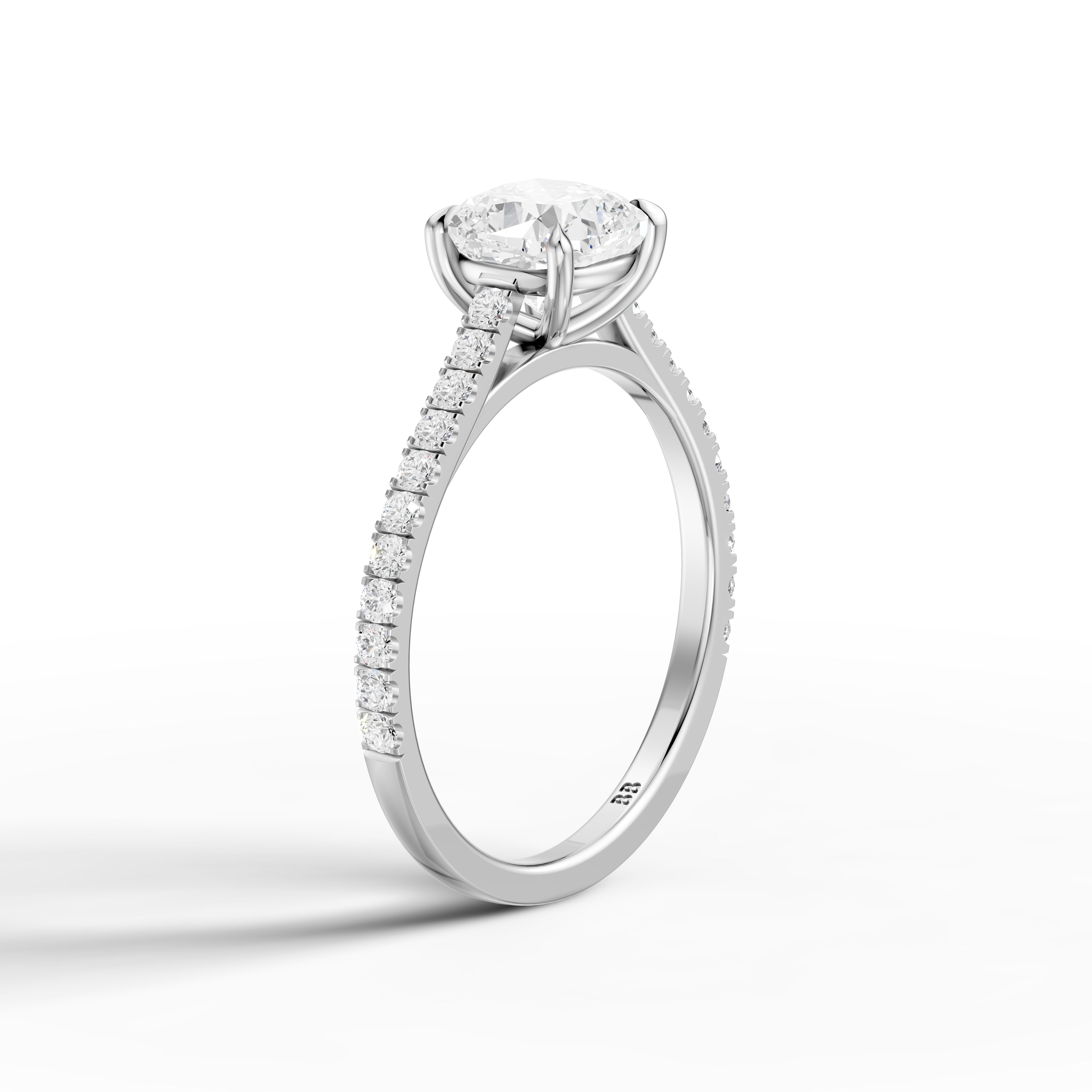Lauren Cushion Cut Side Stone Pave Cathedral Lab Grown Diamond Ring