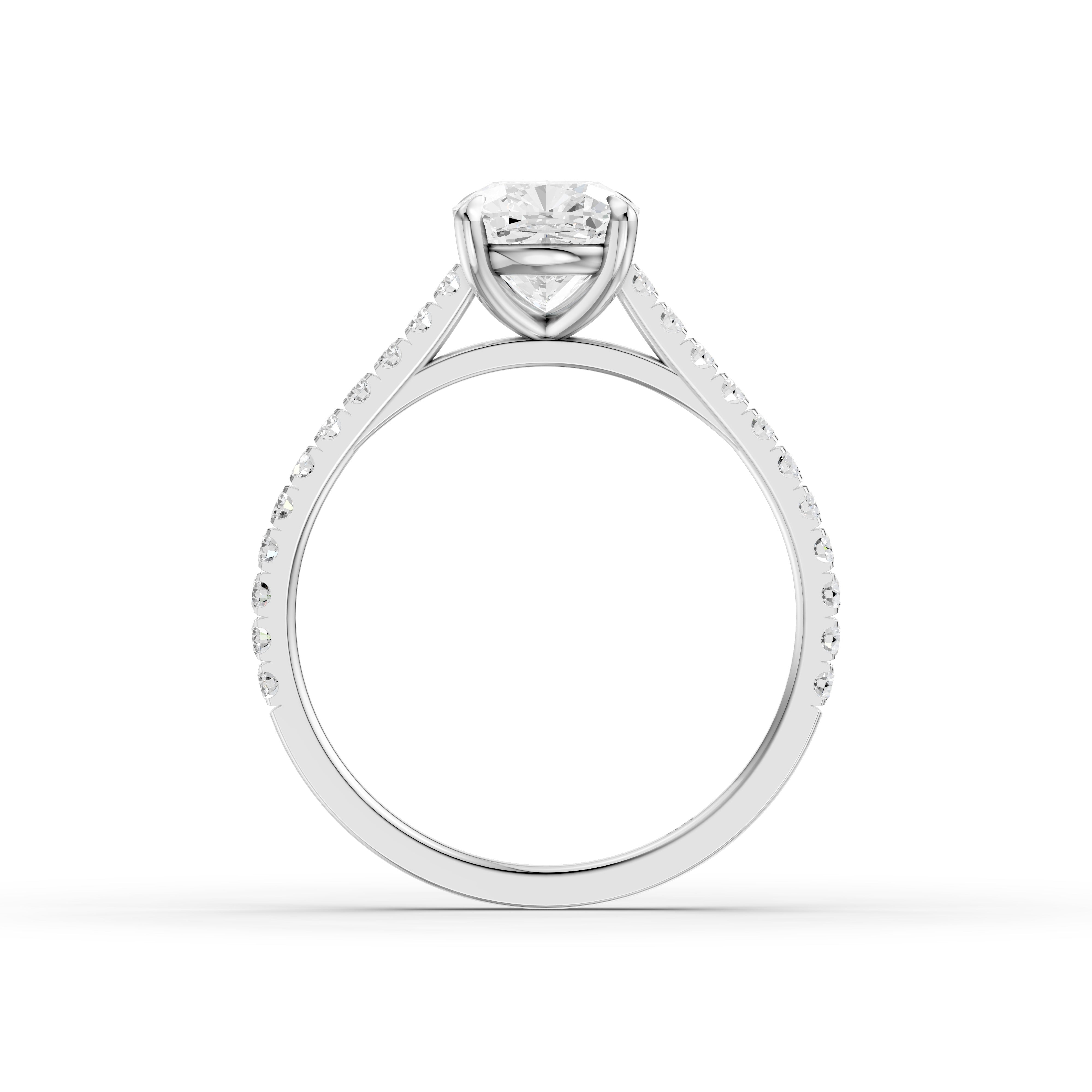 Lauren Cushion Cut Side Stone Pave Cathedral Lab Grown Diamond Ring