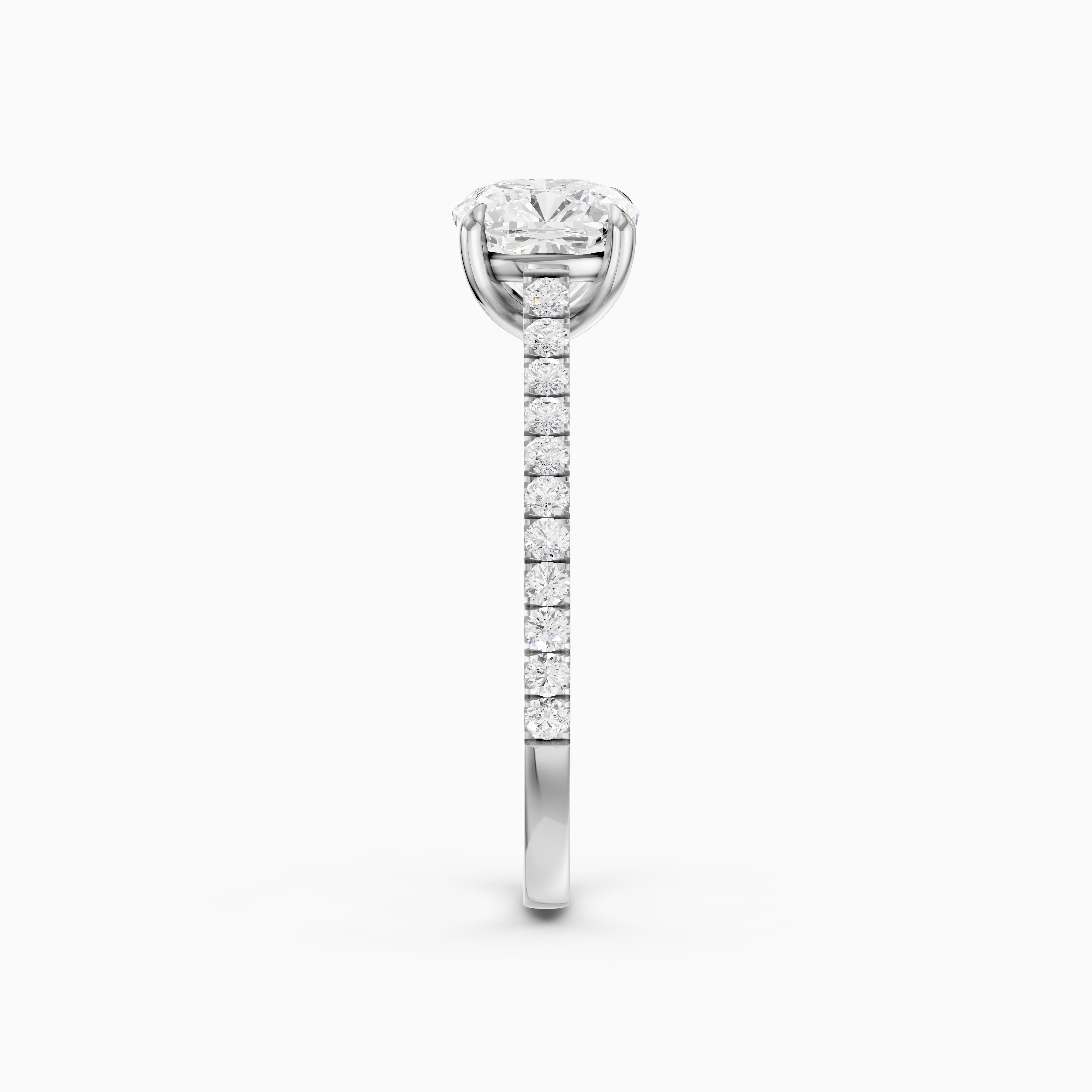 Lauren Cushion Cut Side Stone Pave Cathedral Lab Grown Diamond Ring