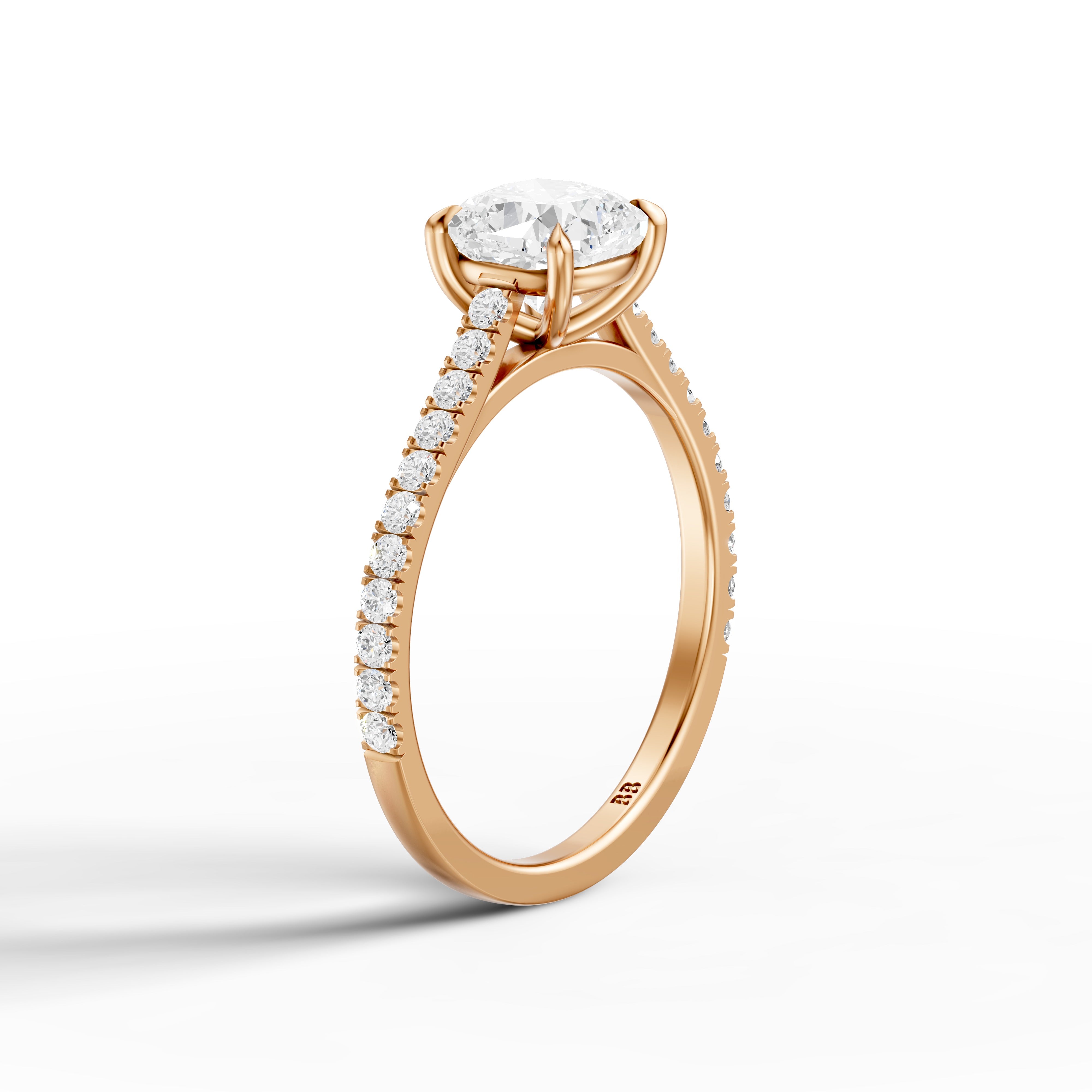 Lauren Cushion Cut Side Stone Pave Cathedral Lab Grown Diamond Ring
