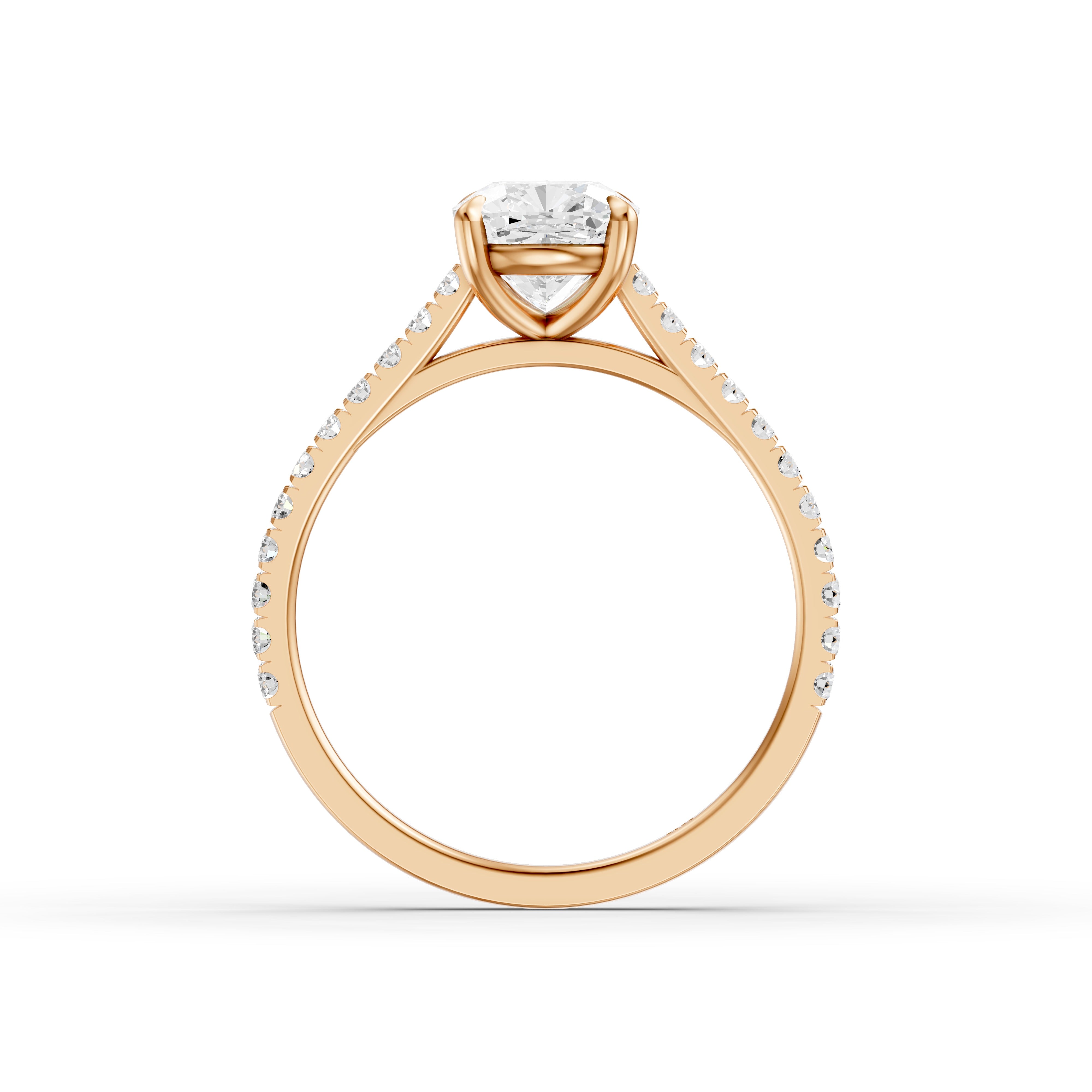 Lauren Cushion Cut Side Stone Pave Cathedral Lab Grown Diamond Ring