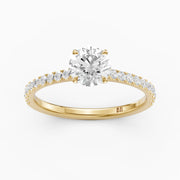 Kaitlyn Round Cut Side Stone Pave Lab Grown Diamond Ring
