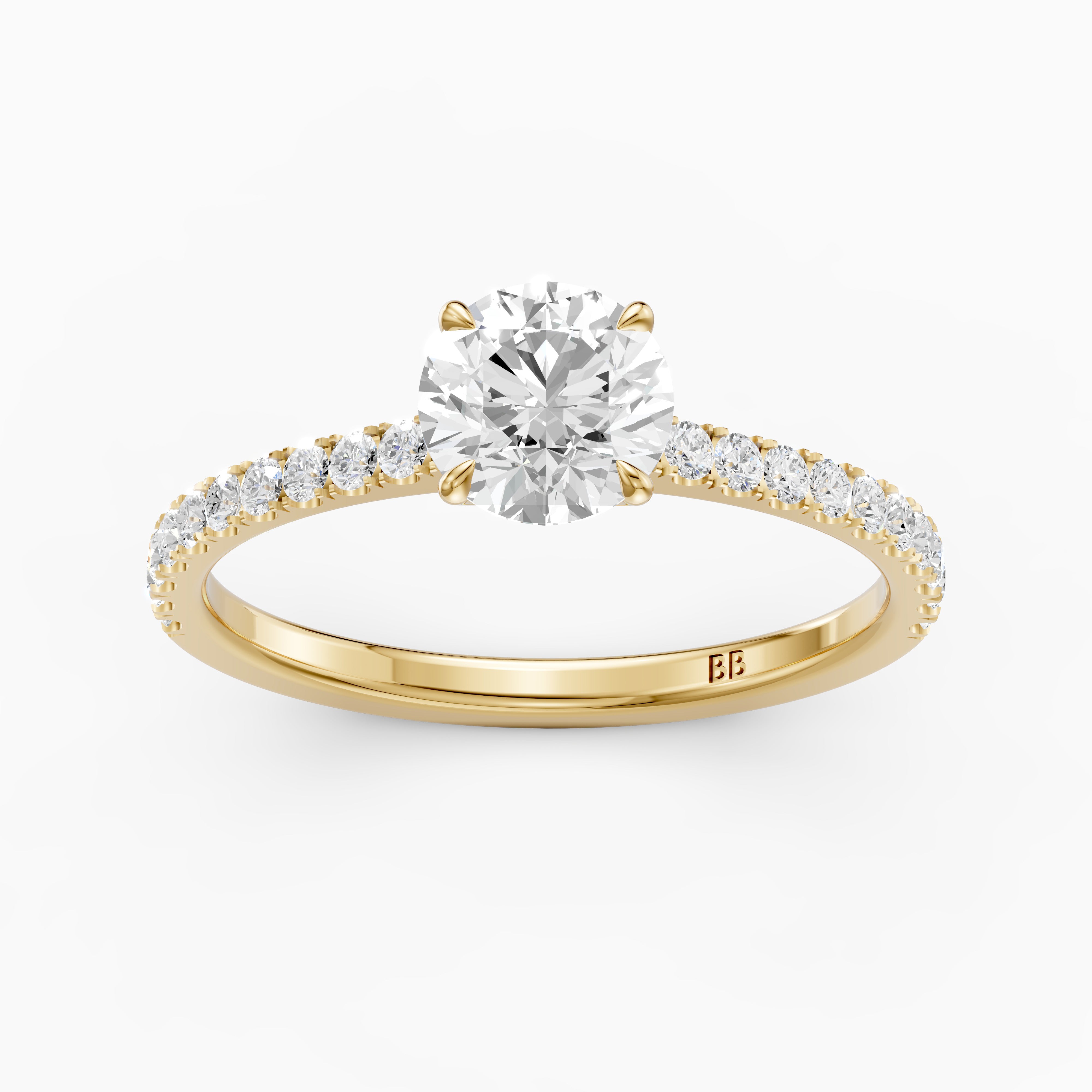 Kaitlyn Round Cut Side Stone Pave Lab Grown Diamond Ring