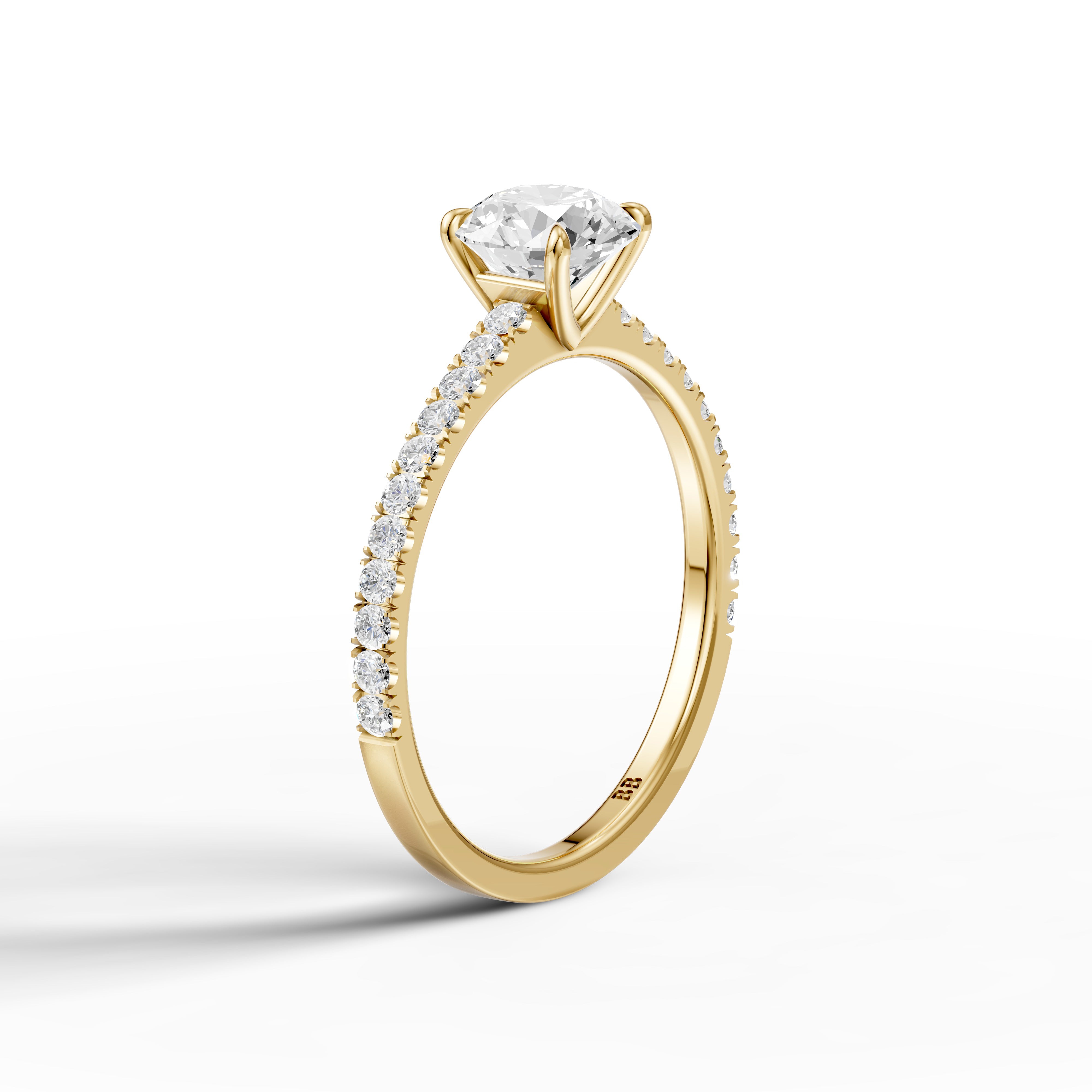 Kaitlyn Round Cut Side Stone Pave Lab Grown Diamond Ring