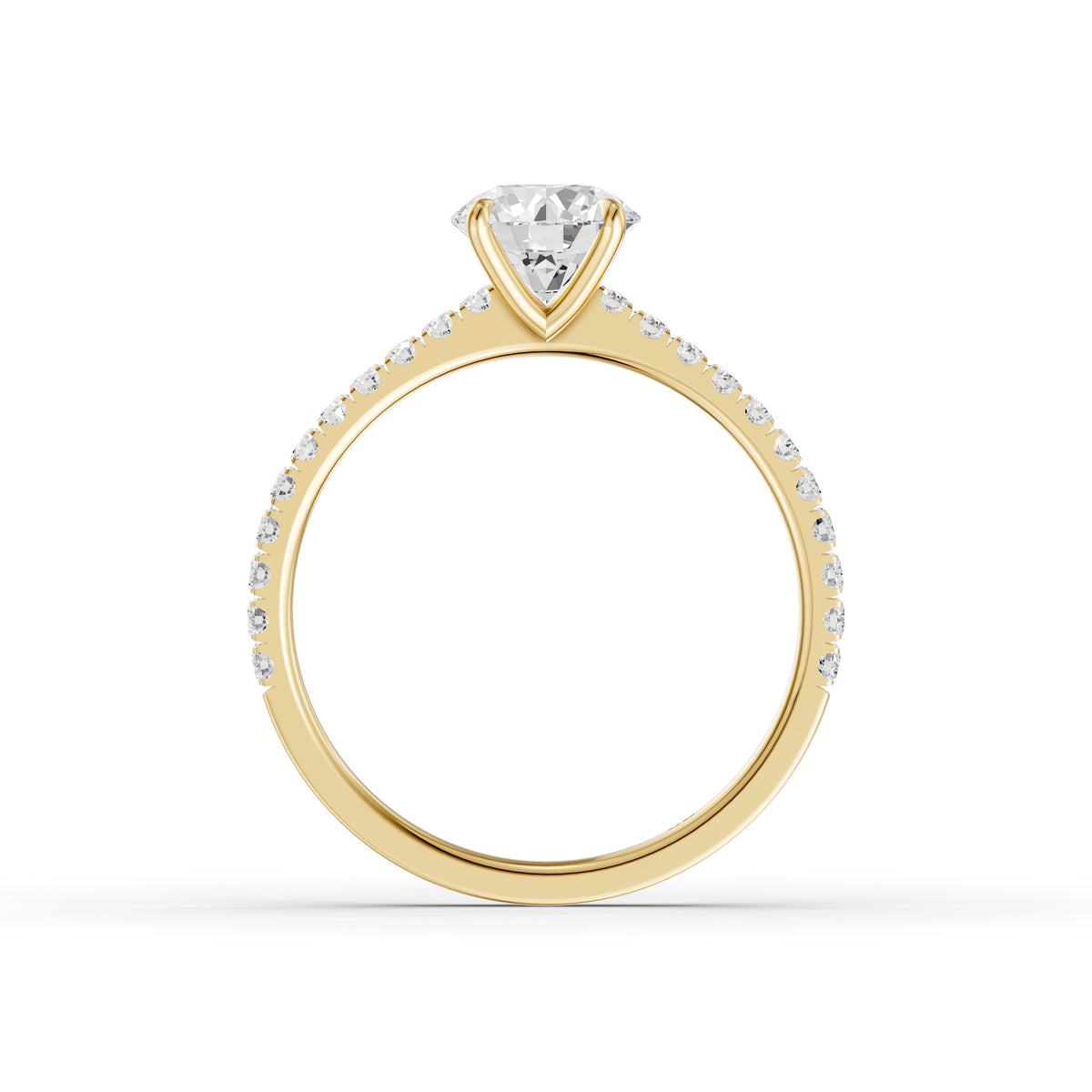 Kaitlyn Round Cut Side Stone Pave Moissanite Diamond Ring