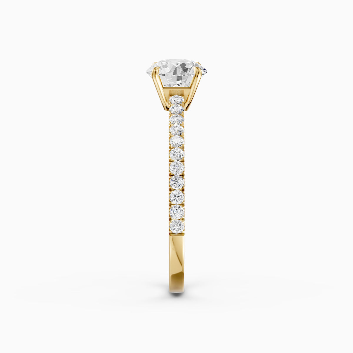 Kaitlyn Round Cut Side Stone Pave Moissanite Diamond Ring
