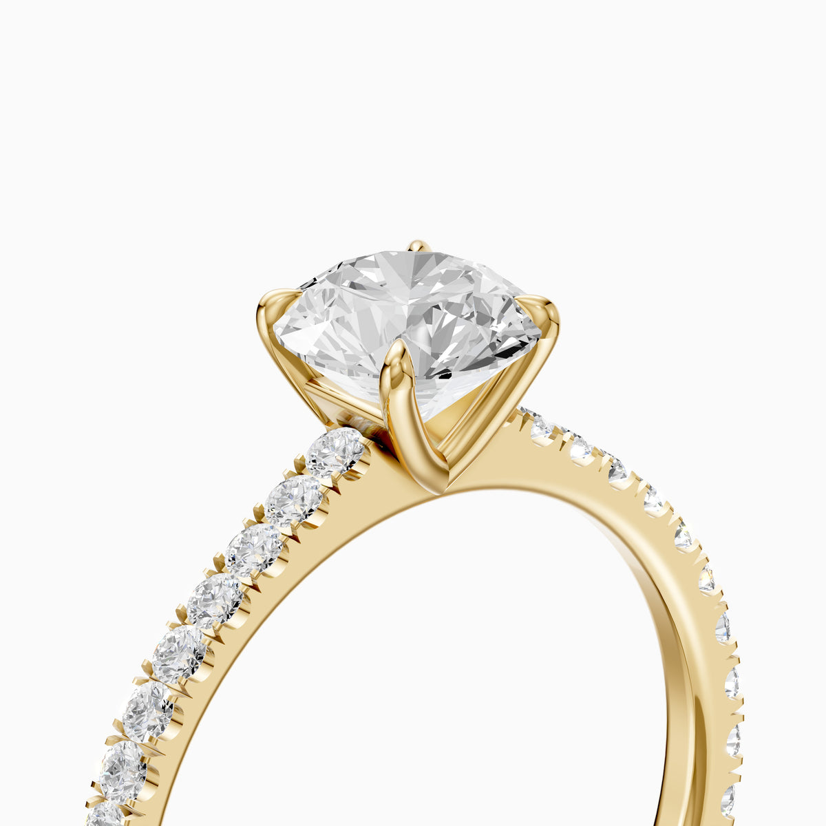 Kaitlyn Round Cut Side Stone Pave Moissanite Diamond Ring