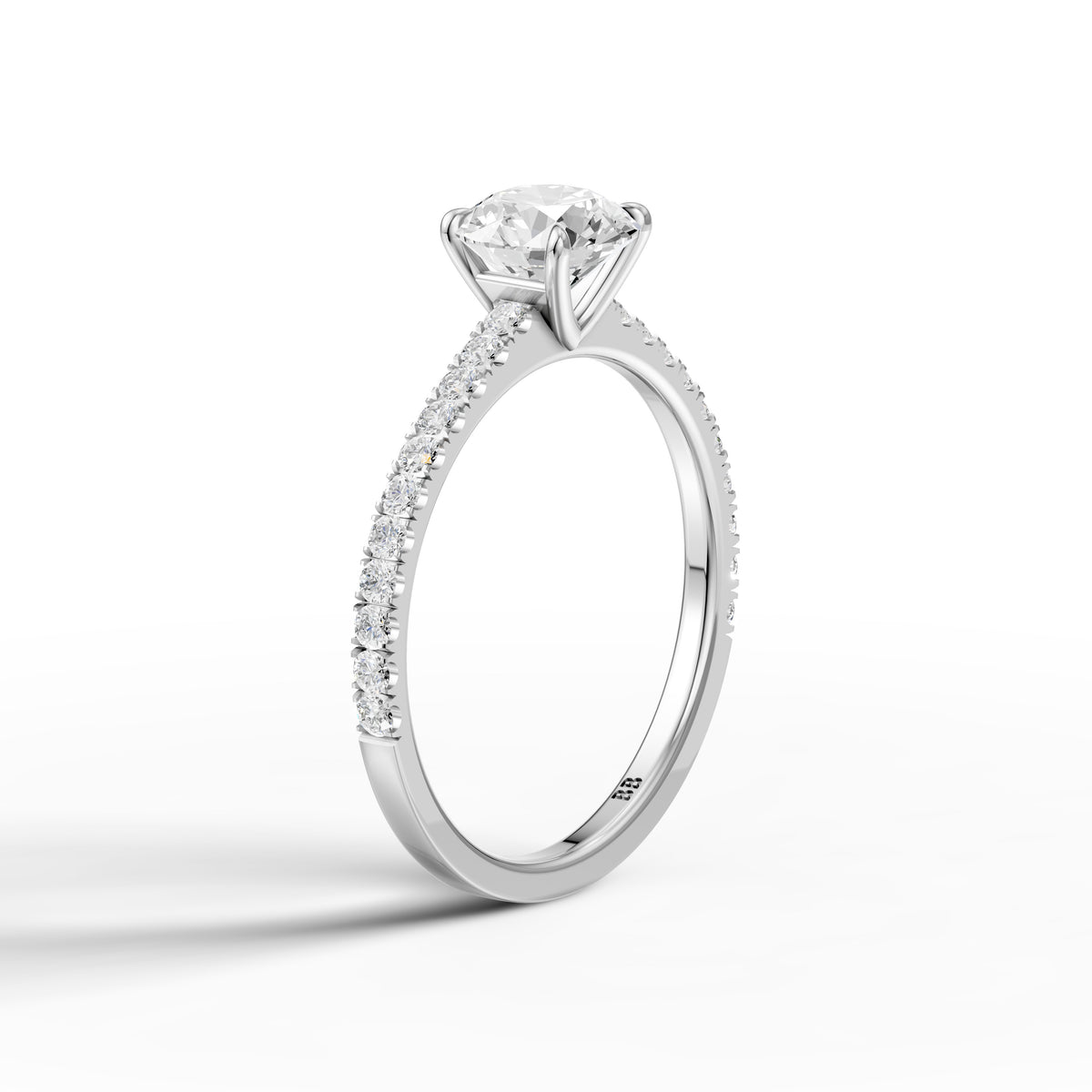 Kaitlyn Round Cut Side Stone Pave Moissanite Diamond Ring