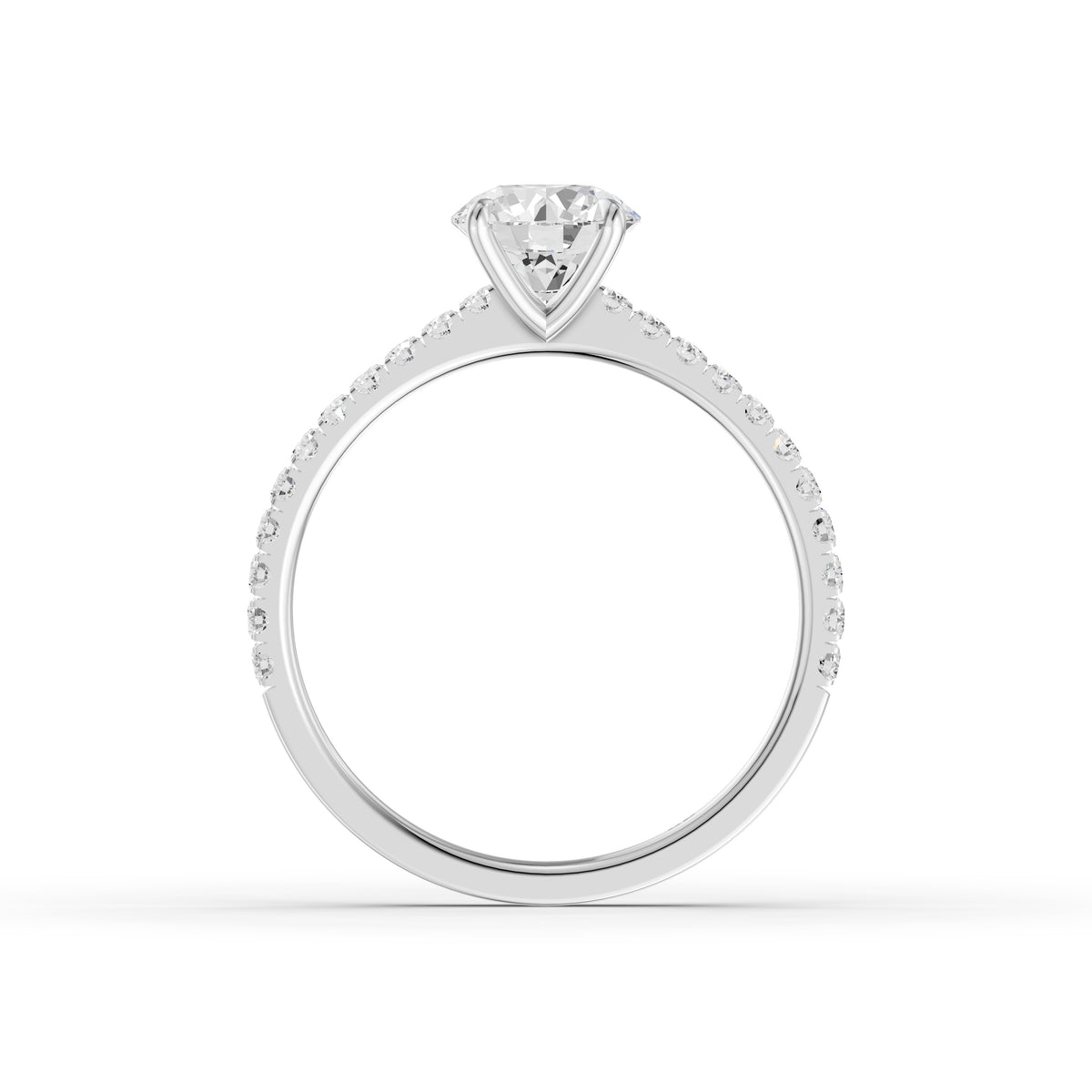 Kaitlyn Round Cut Side Stone Pave Moissanite Diamond Ring