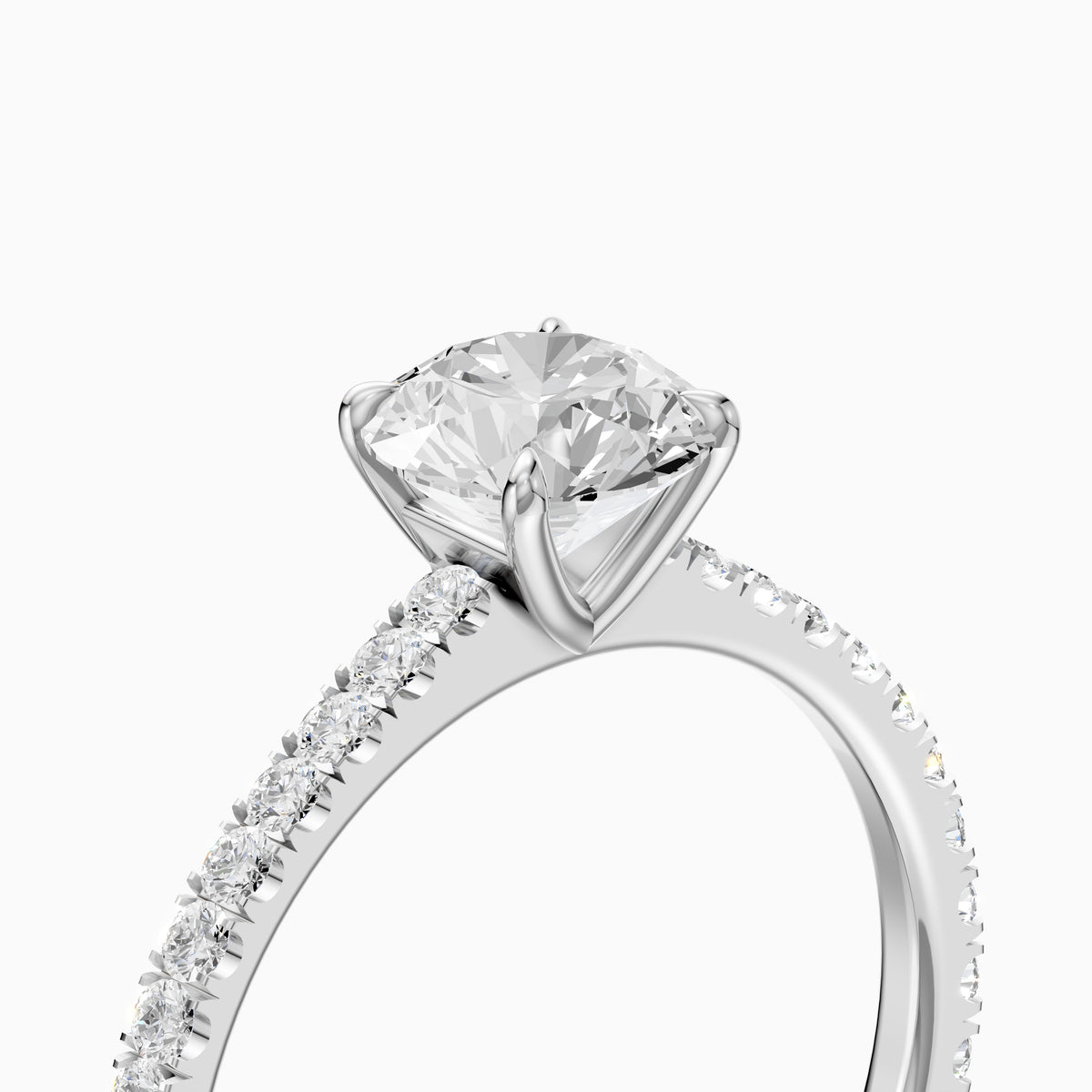 Kaitlyn Round Cut Side Stone Pave Moissanite Diamond Ring