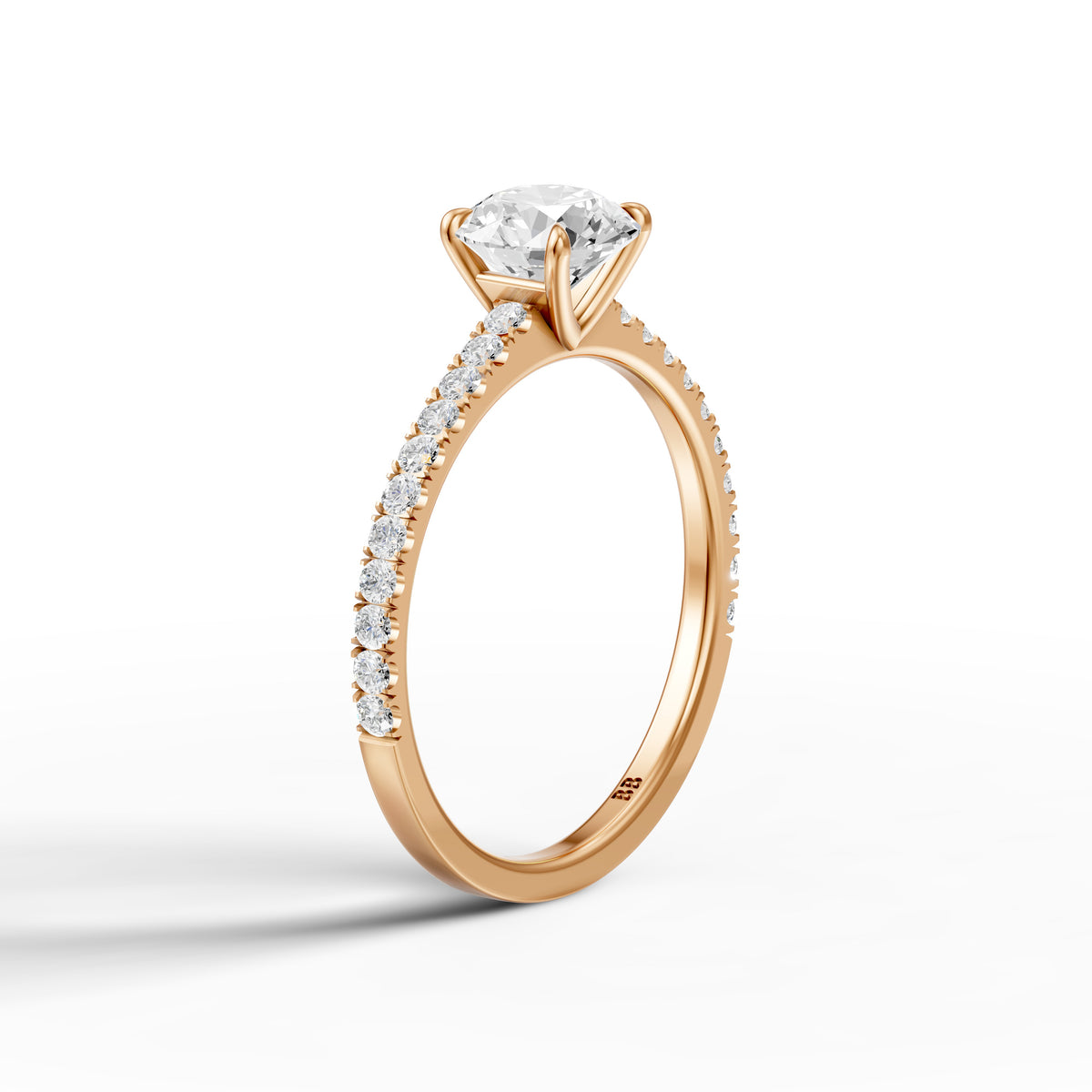 Kaitlyn Round Cut Side Stone Pave Moissanite Diamond Ring