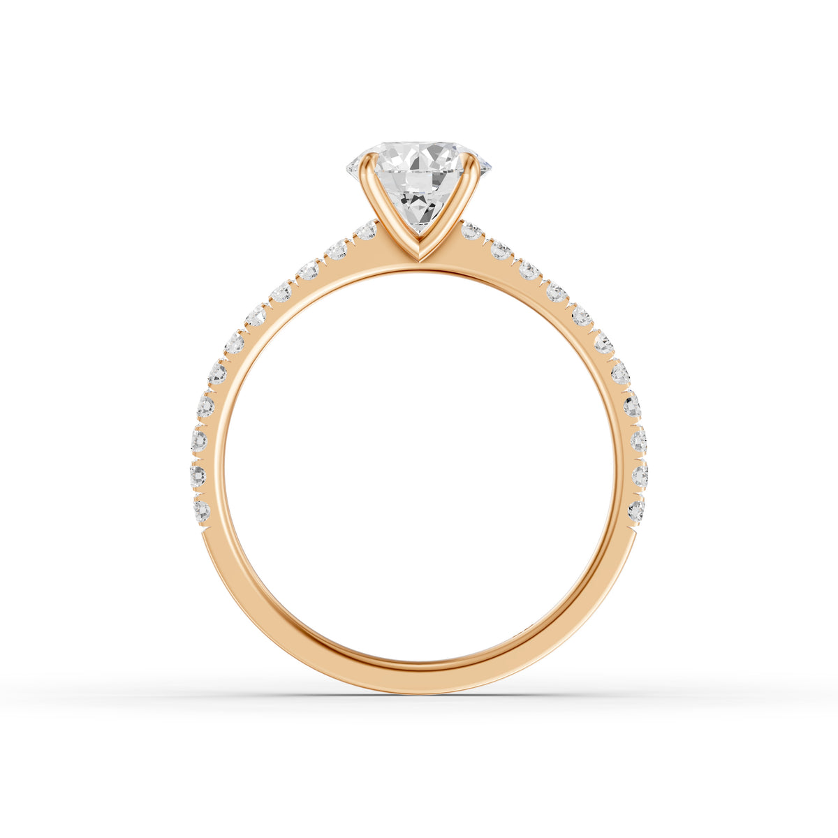Kaitlyn Round Cut Side Stone Pave Moissanite Diamond Ring