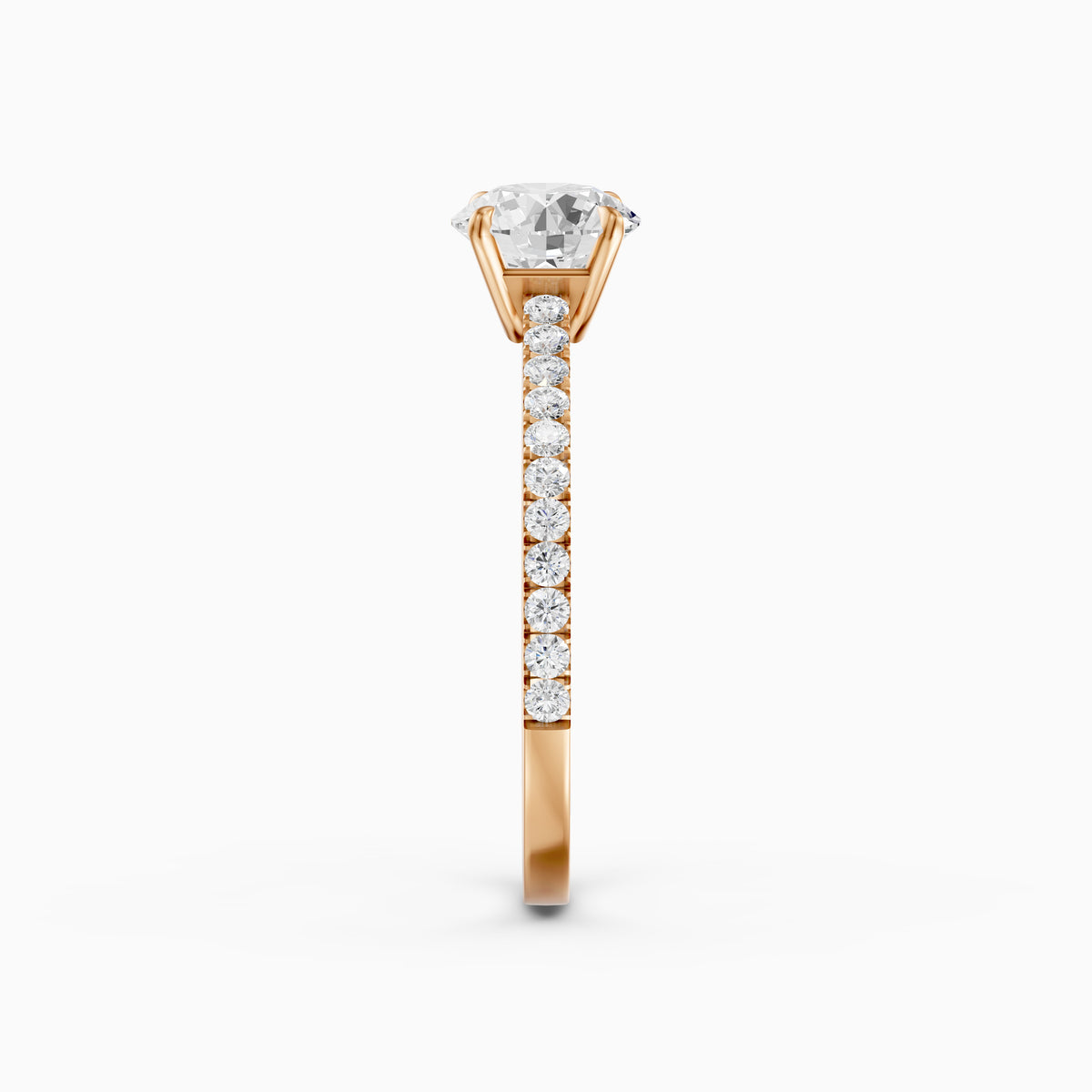 Kaitlyn Round Cut Side Stone Pave Moissanite Diamond Ring