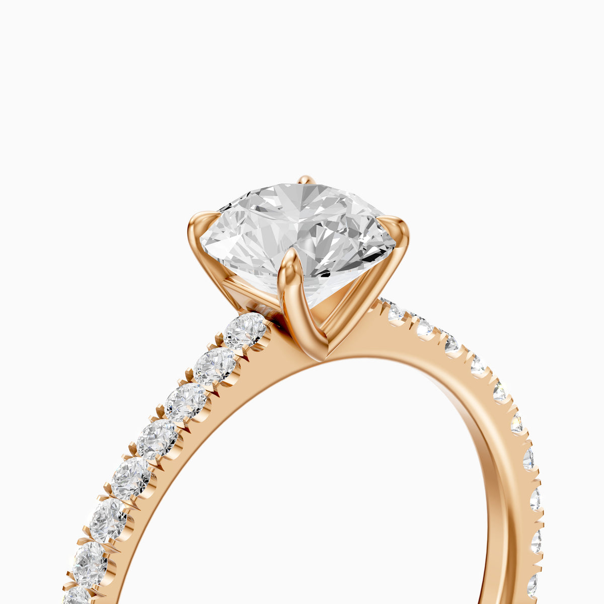 Kaitlyn Round Cut Side Stone Pave Moissanite Diamond Ring