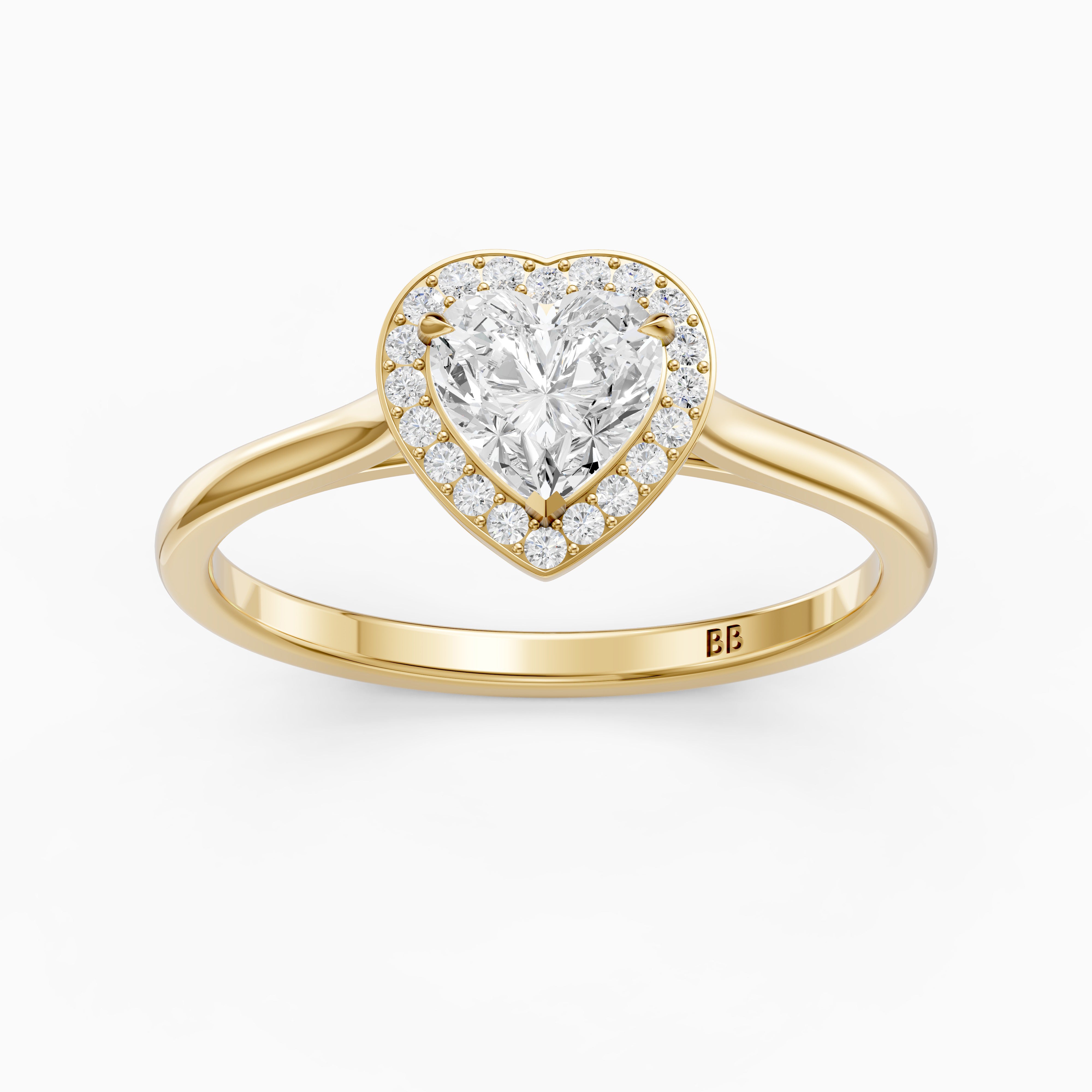 Brooke Heart Diamond Halo Cathedral Style Moissanite Engagement Ring