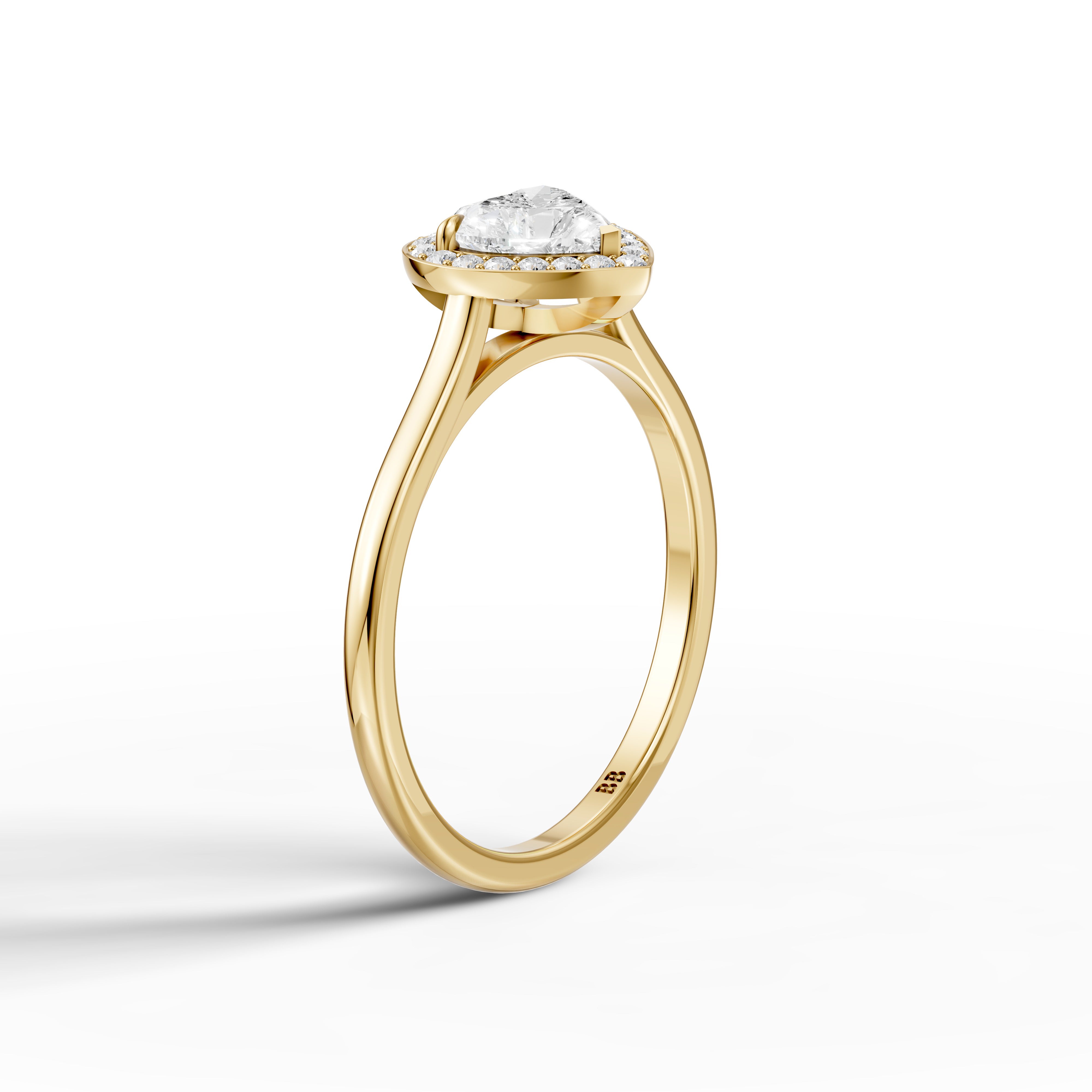 Brooke Heart Diamond Halo Cathedral Style Moissanite Engagement Ring