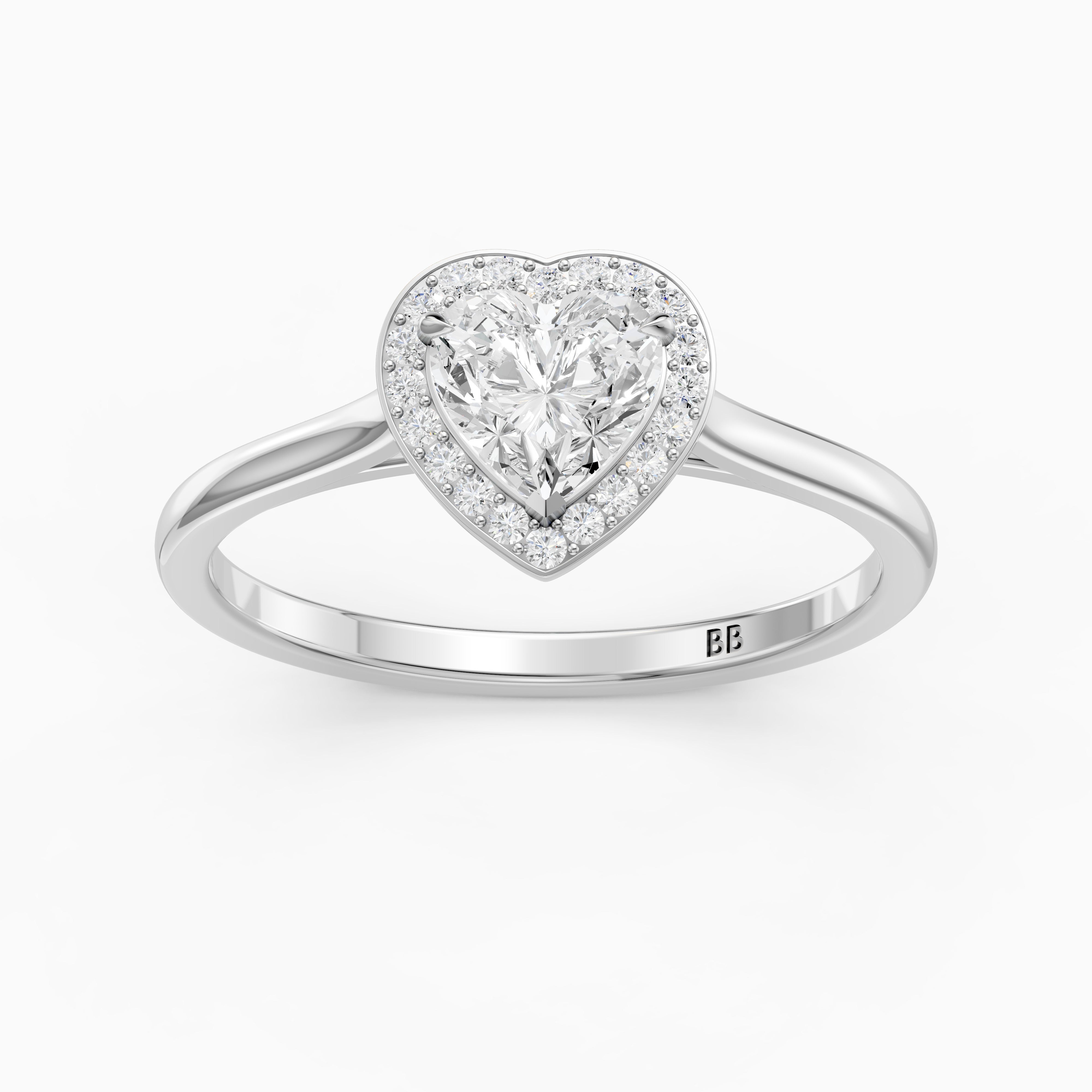 Brooke Heart Diamond Halo Cathedral Style Moissanite Engagement Ring