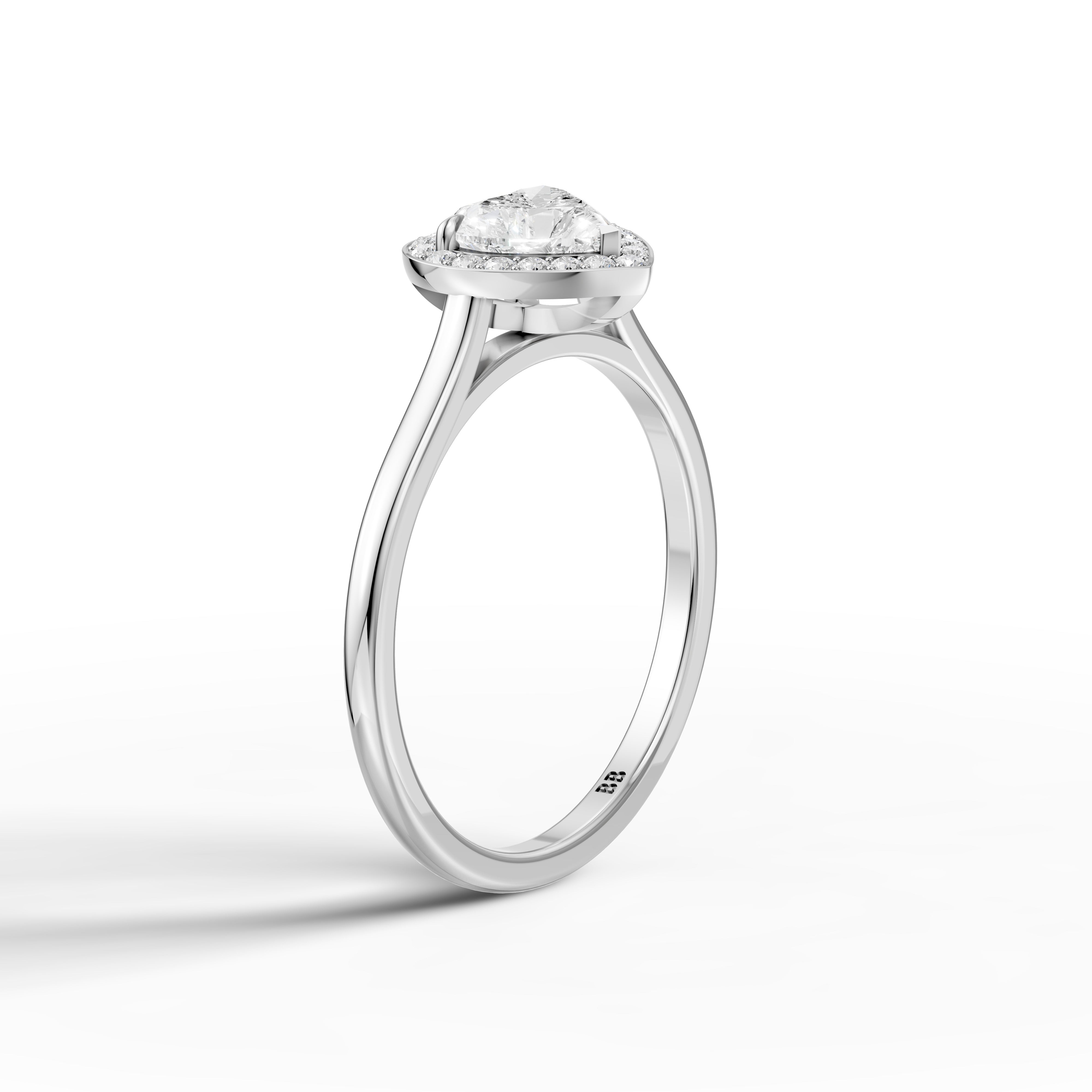 Brooke Heart Diamond Halo Cathedral Style Moissanite Engagement Ring
