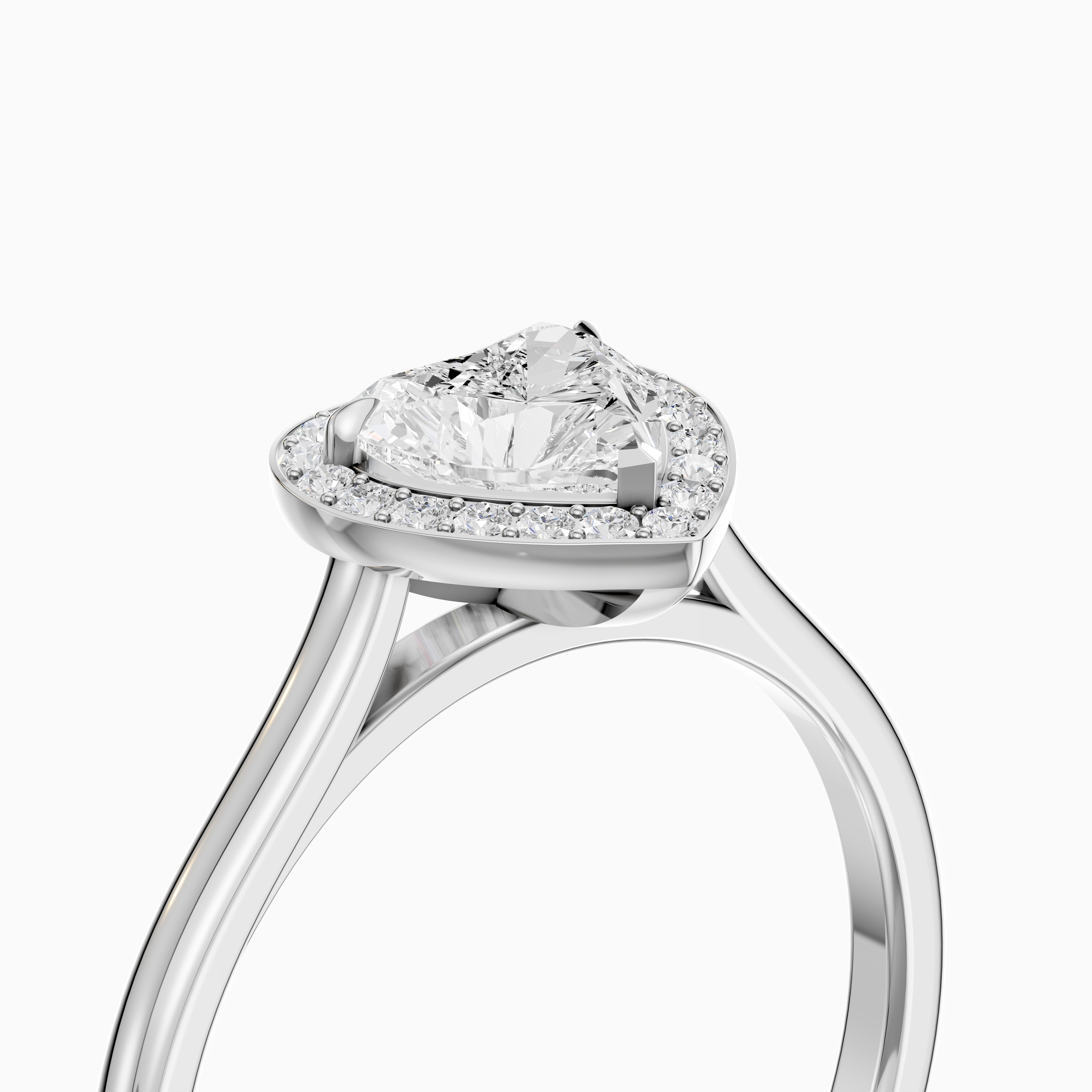 Brooke Heart Diamond Halo Cathedral Style Moissanite Engagement Ring