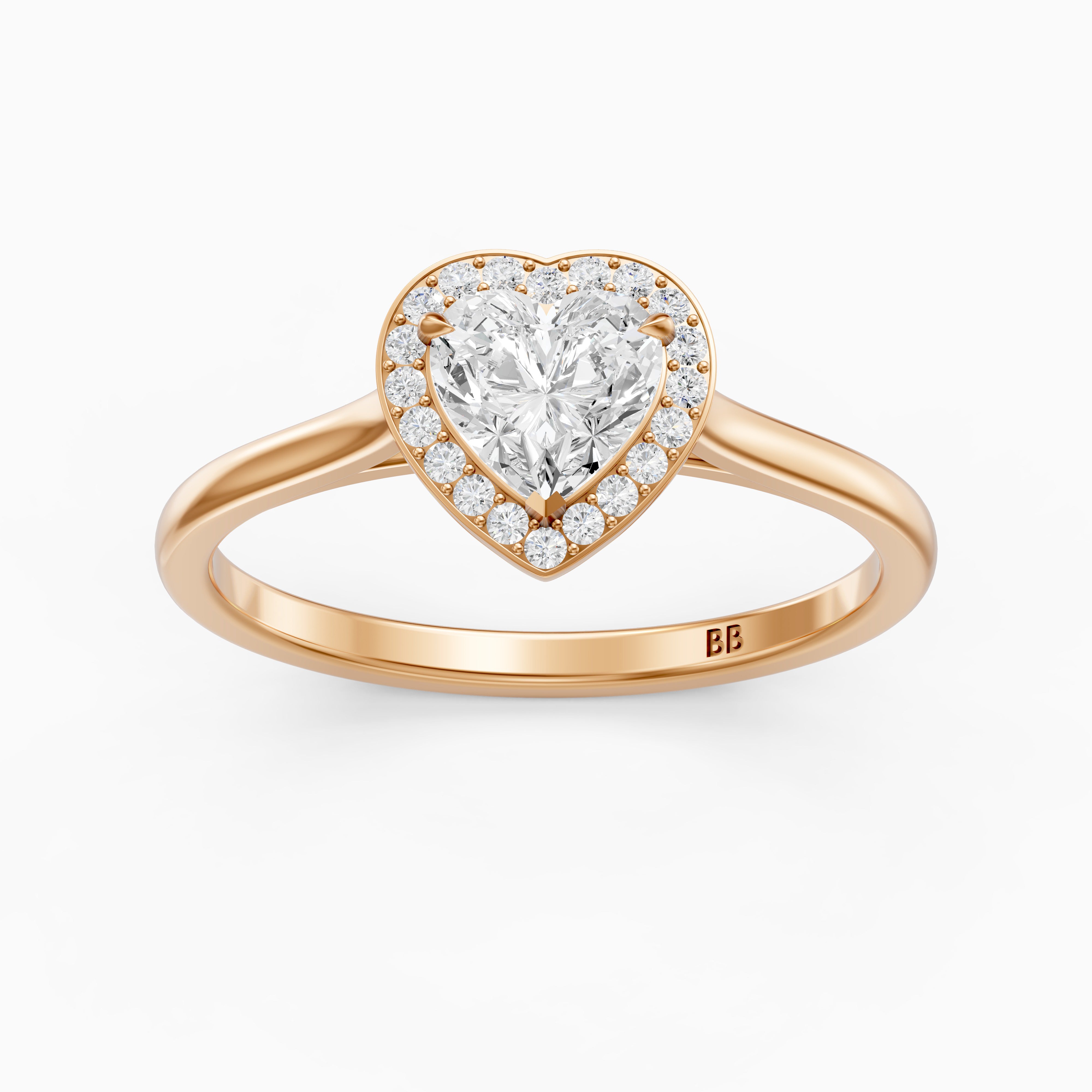 Brooke Heart Diamond Halo Cathedral Style Moissanite Engagement Ring