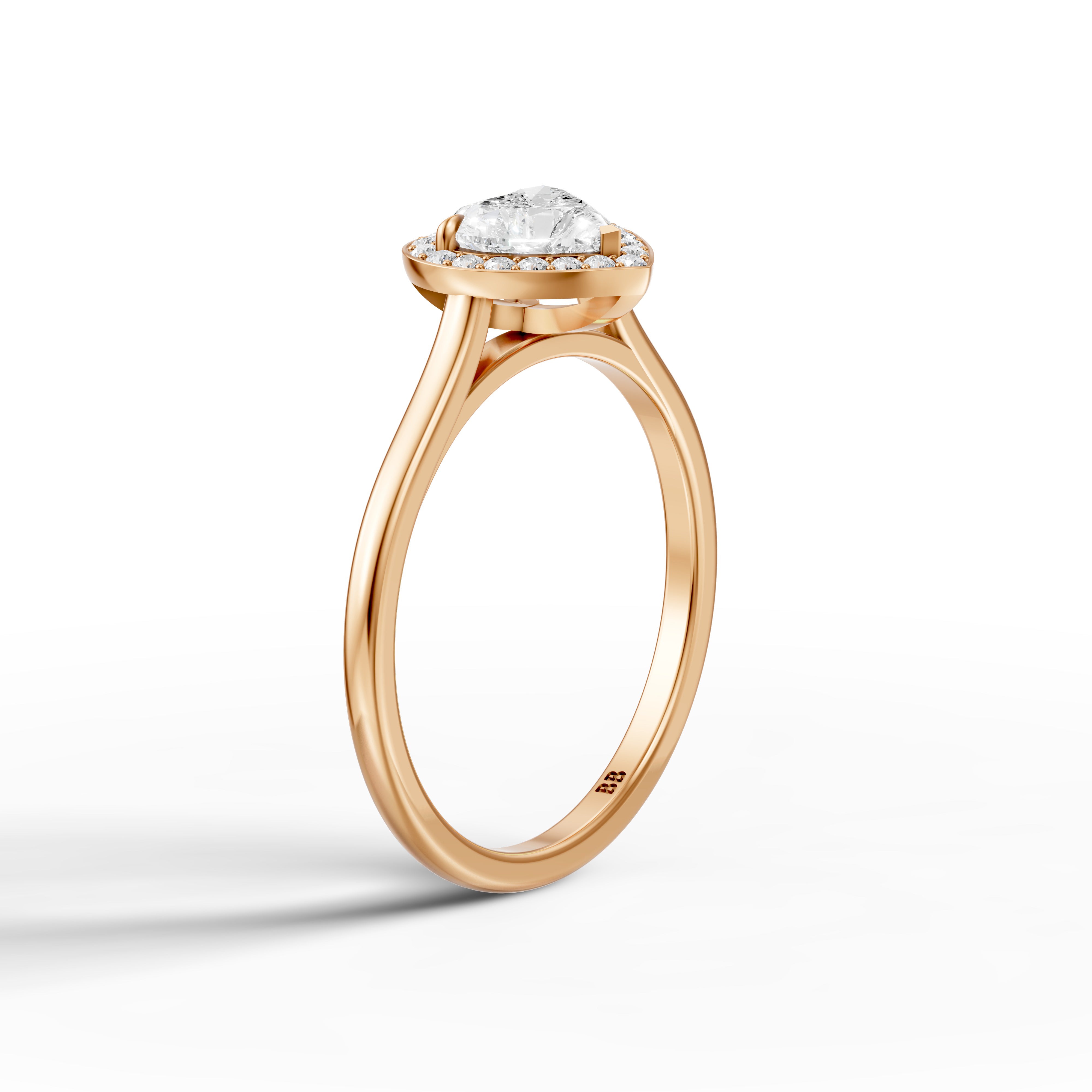 Brooke Heart Diamond Halo Cathedral Style Moissanite Engagement Ring
