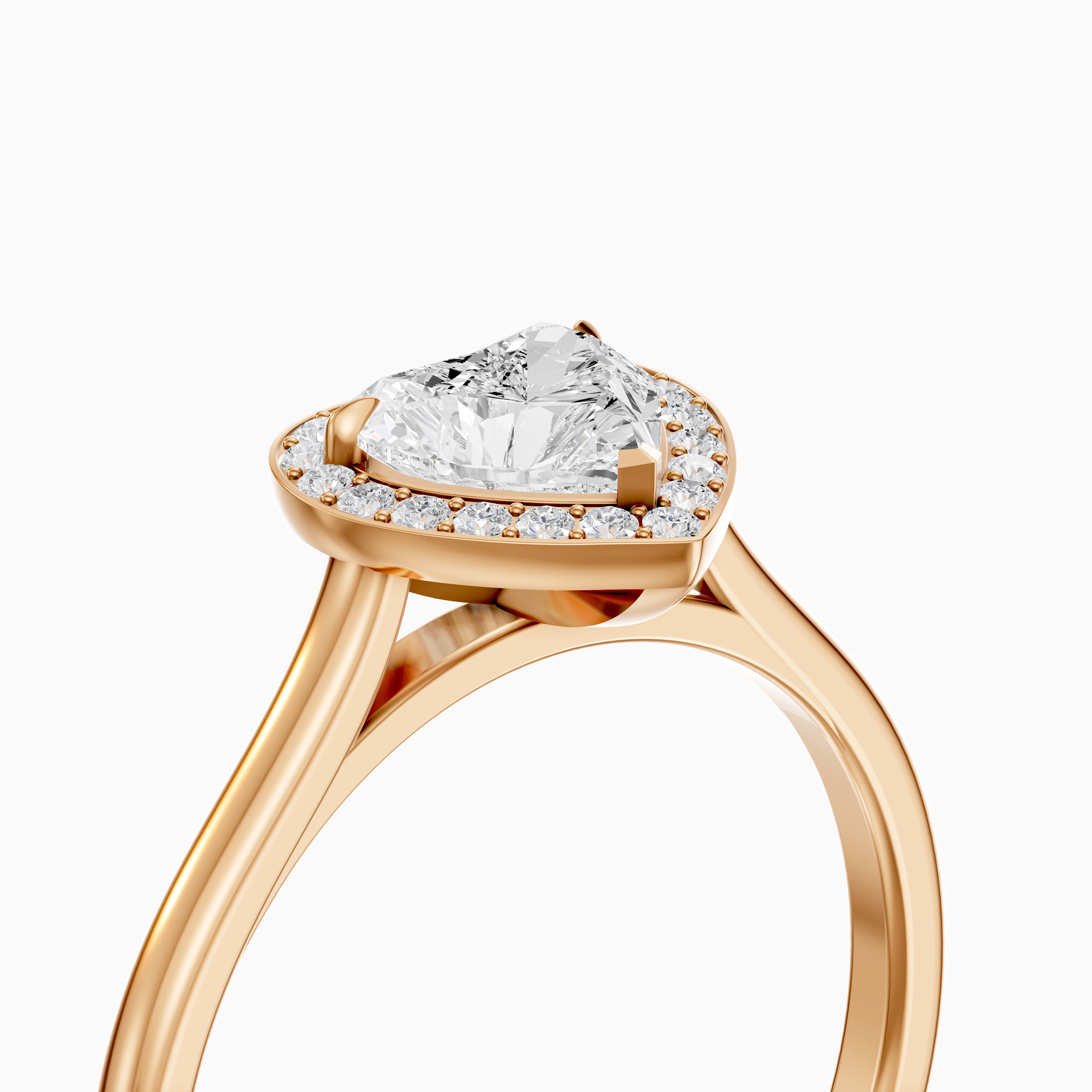 Brooke Heart Diamond Halo Cathedral Style Moissanite Engagement Ring