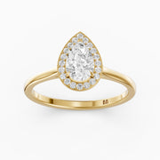 Nina Pear Cut Halo Cathedral Style Lab Grown Diamond Ring