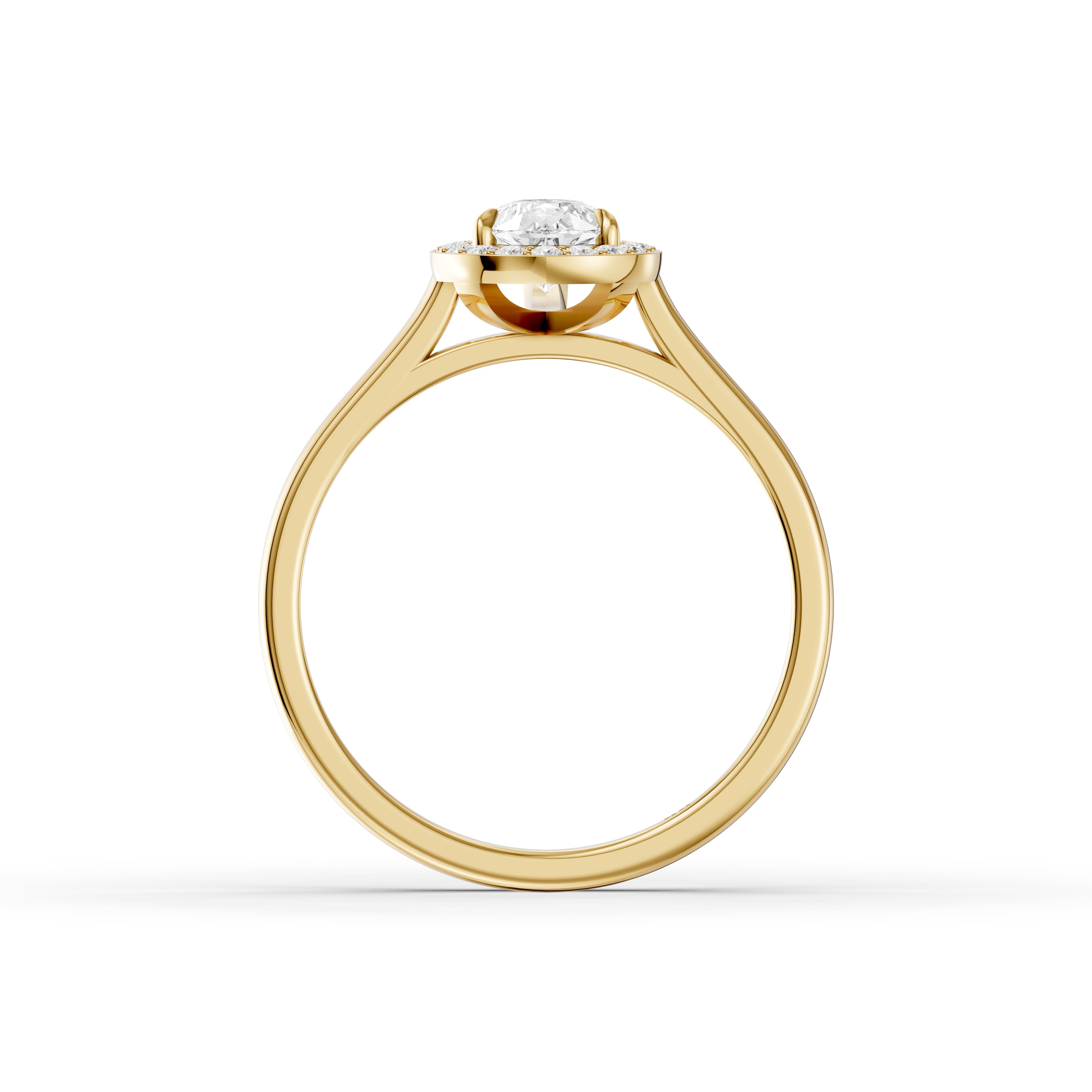 Nina Pear Cut Halo Cathedral Style Moissanite Diamond Ring