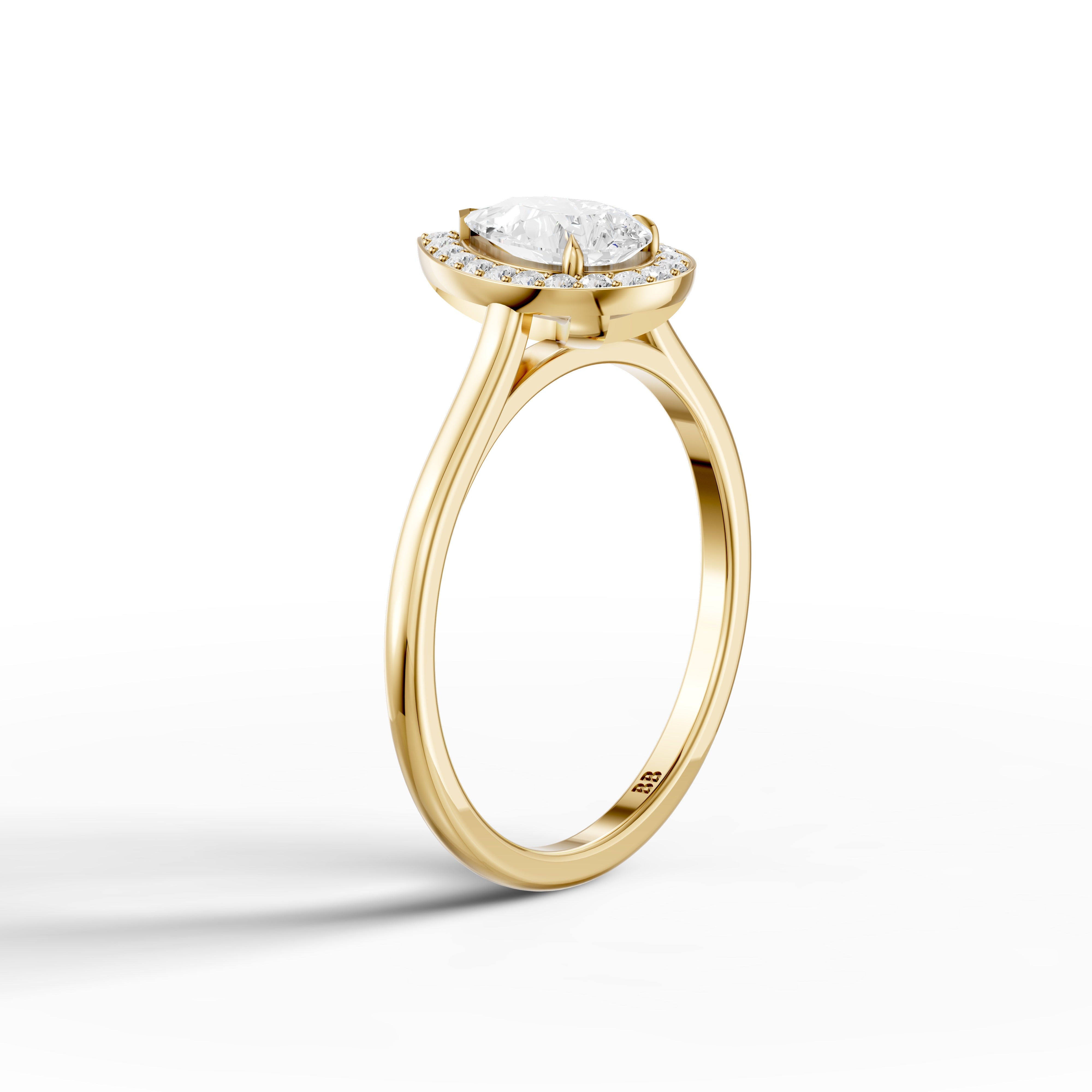 Nina Pear Cut Halo Cathedral Style Moissanite Diamond Ring