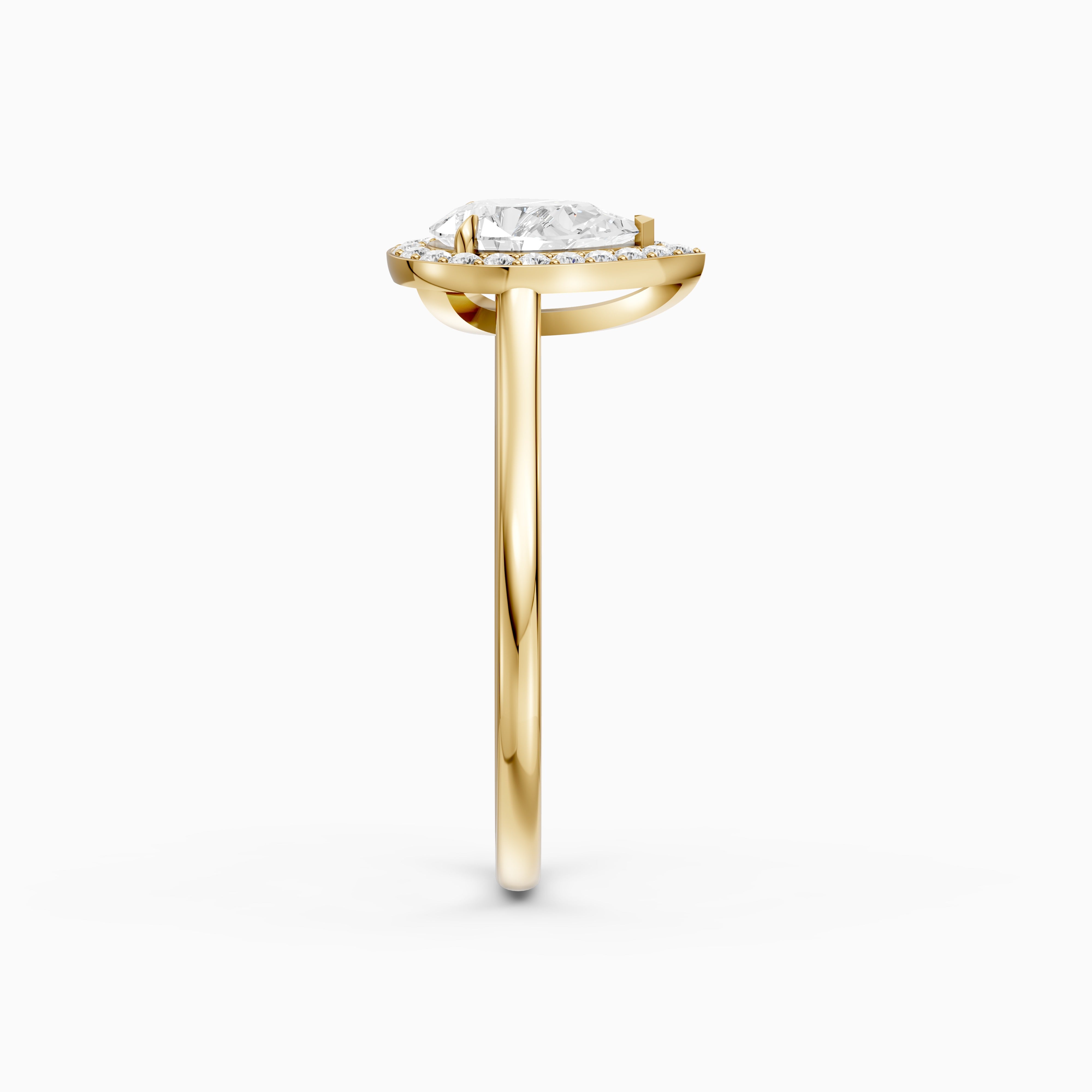 Nina Pear Cut Halo Cathedral Style Moissanite Diamond Ring