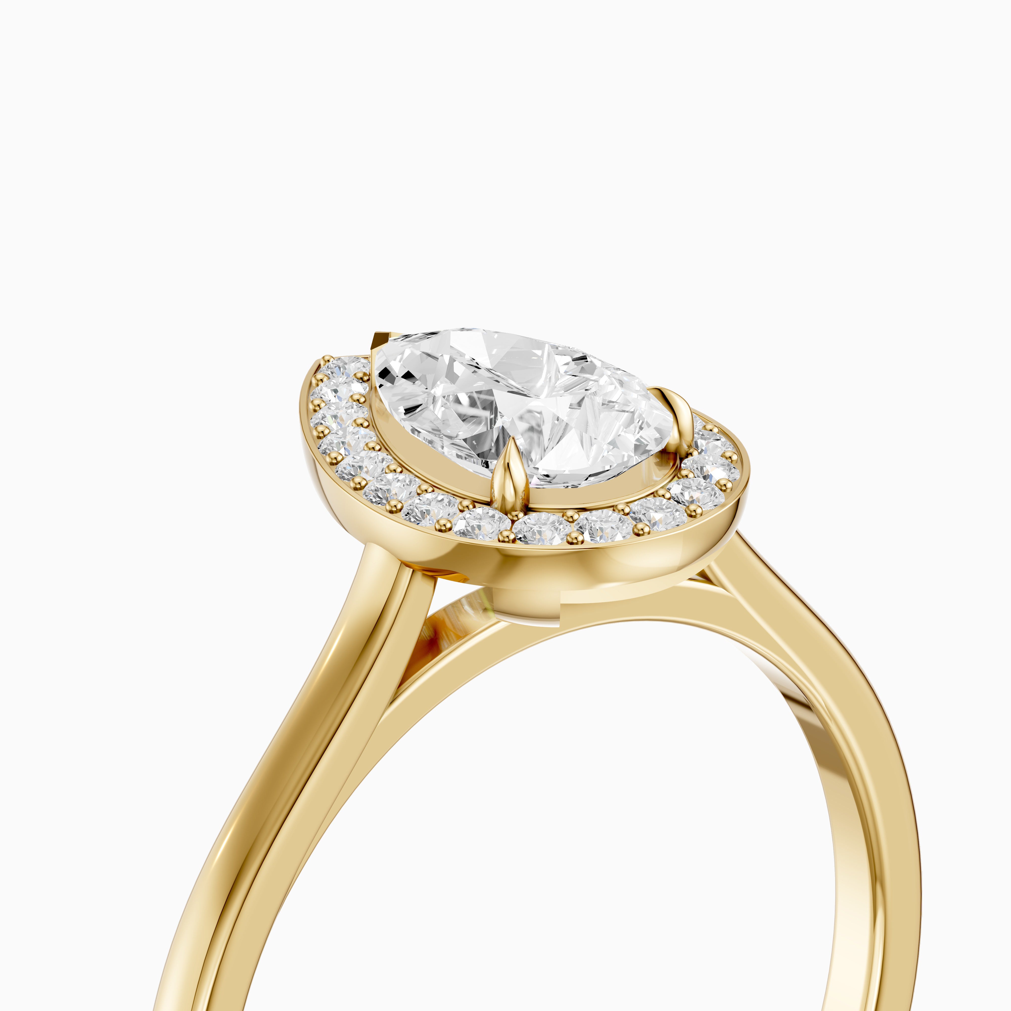 Nina Pear Cut Halo Cathedral Style Moissanite Diamond Ring