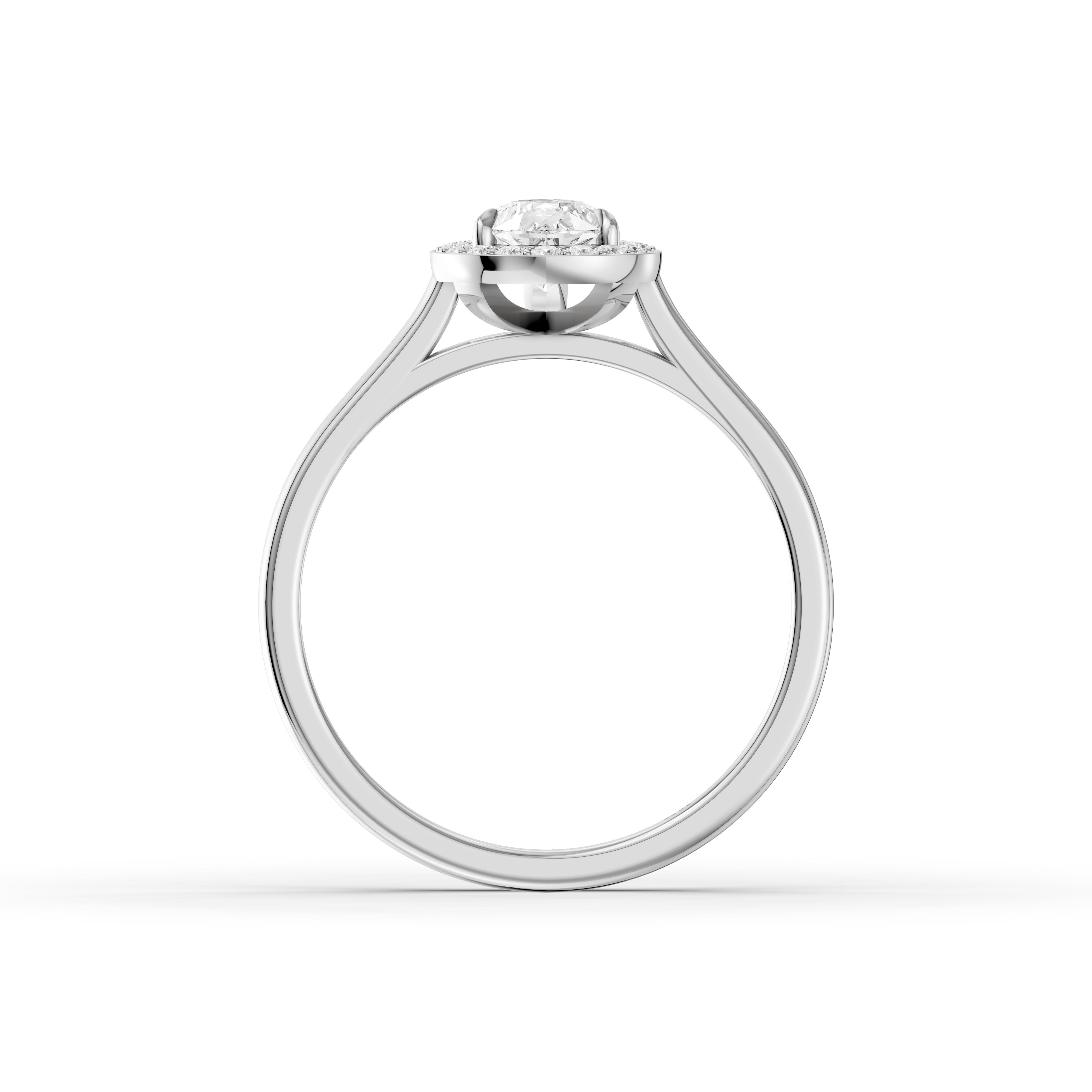 Nina Pear Cut Halo Cathedral Style Moissanite Diamond Ring