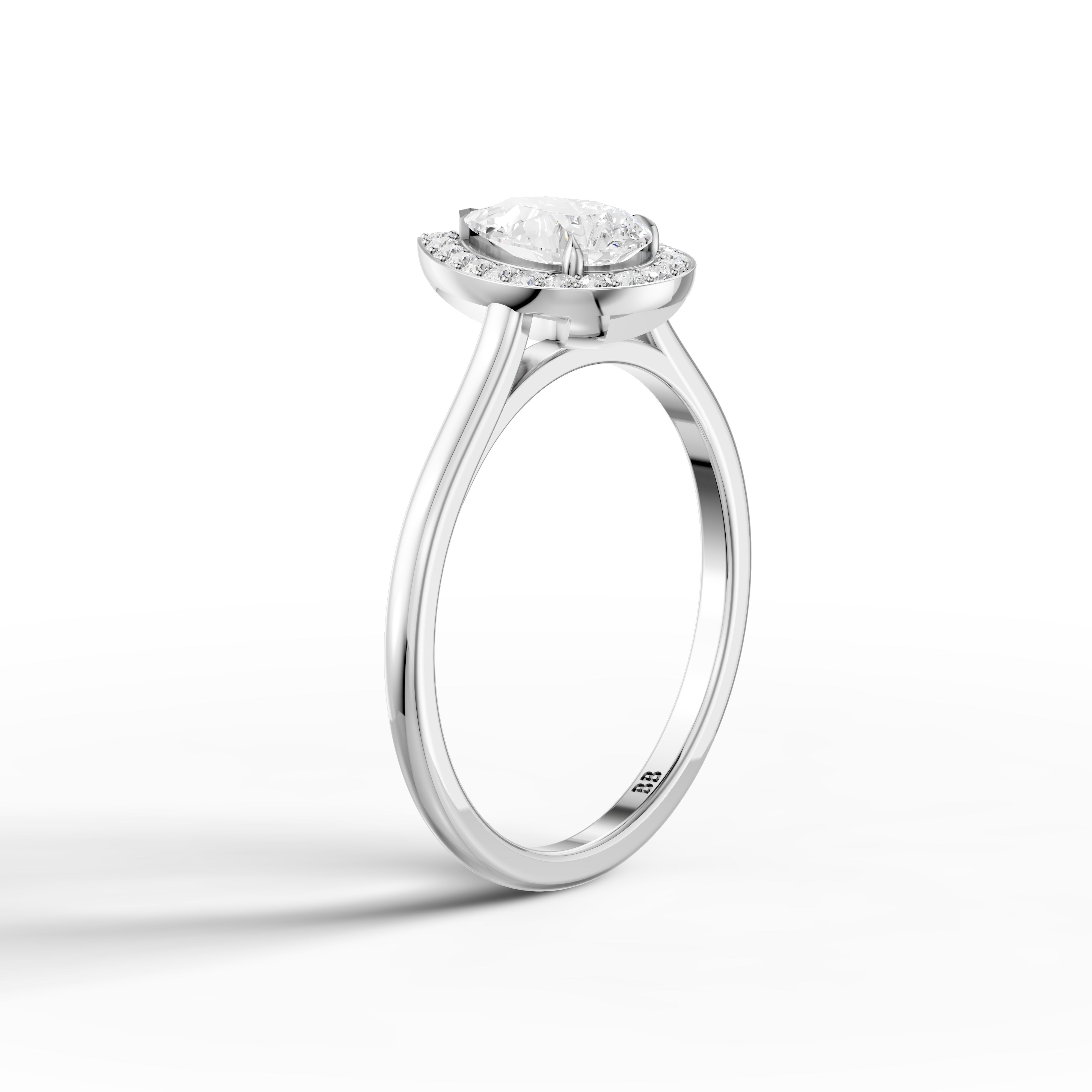 Nina Pear Cut Halo Cathedral Style Moissanite Diamond Ring