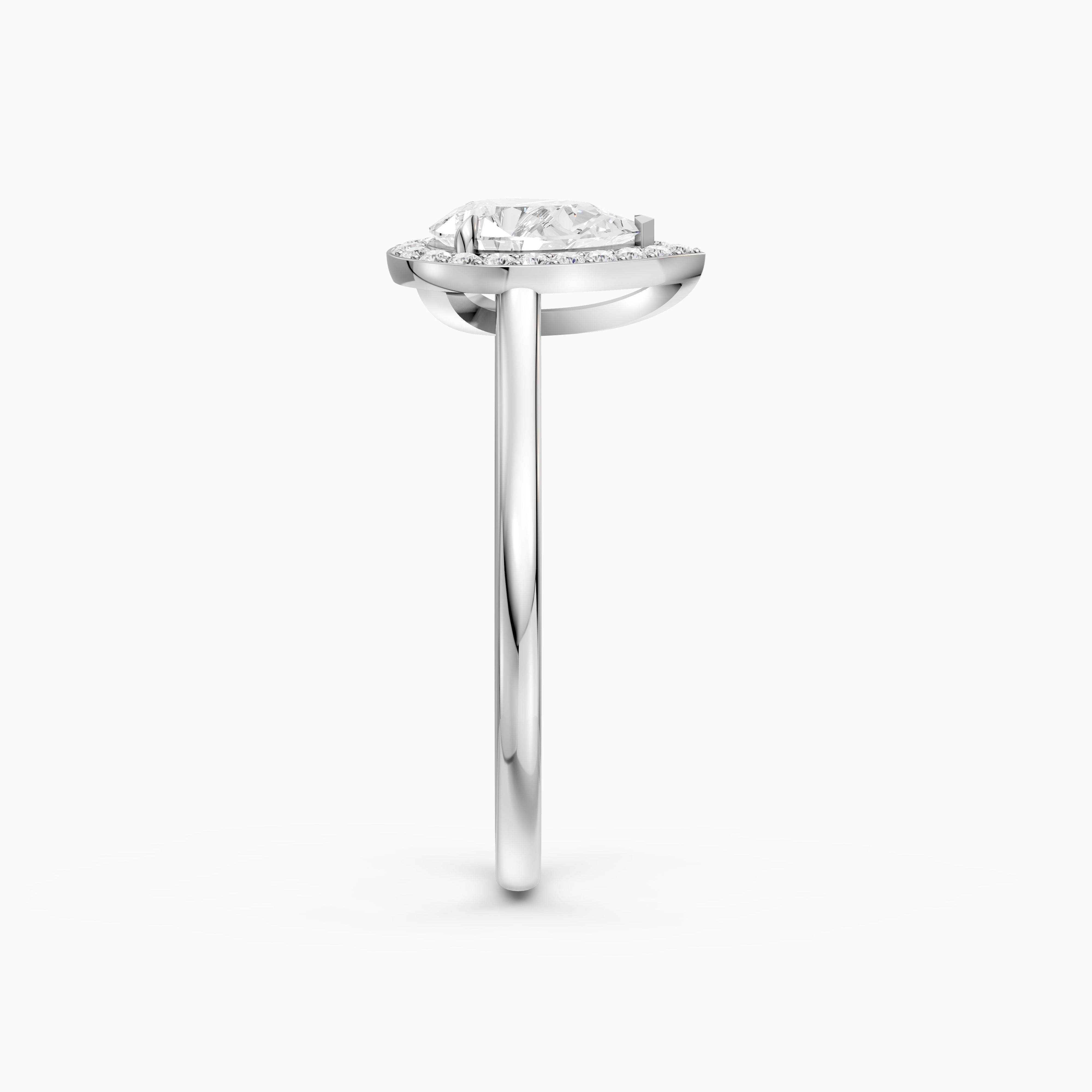 Nina Pear Cut Halo Cathedral Style Moissanite Diamond Ring