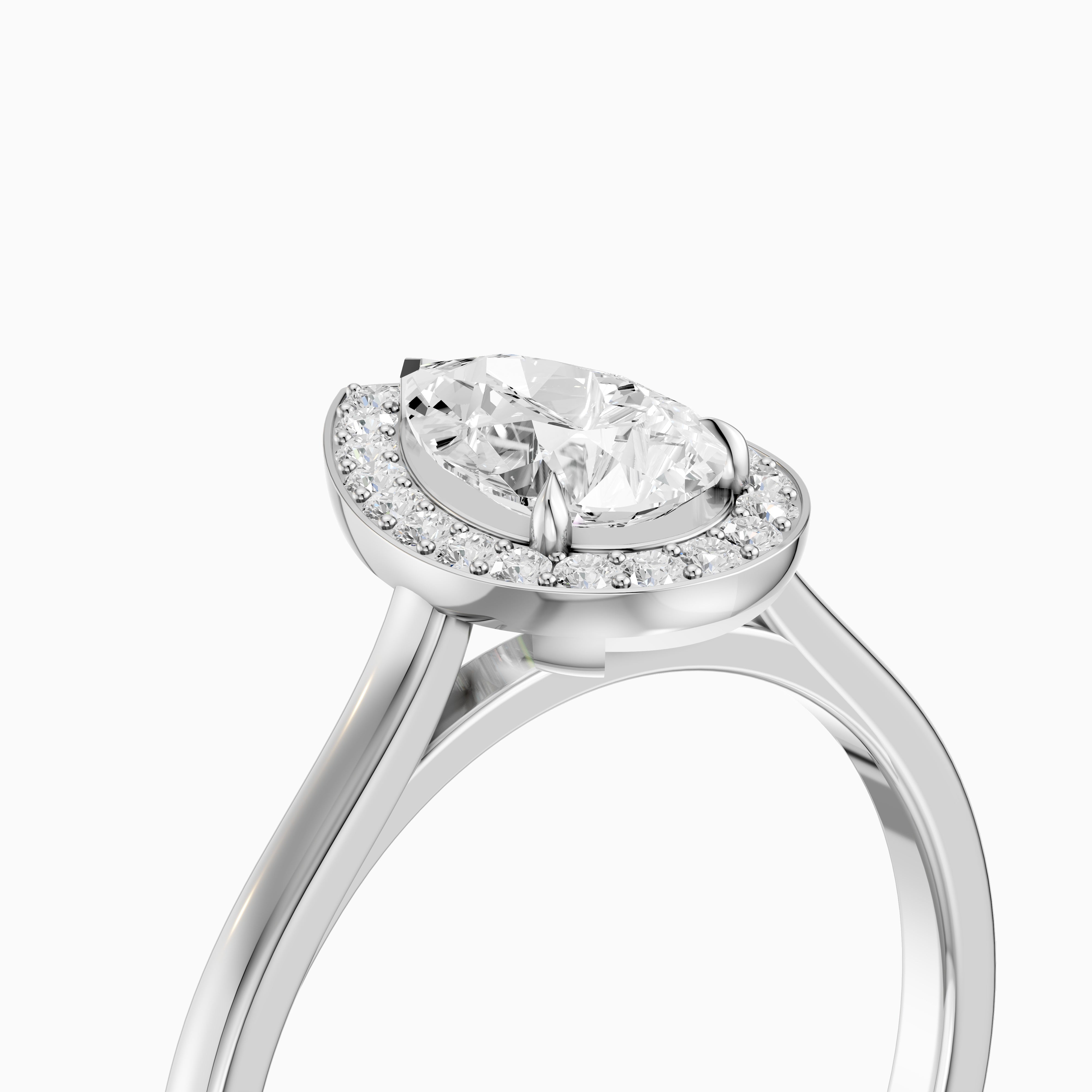 Nina Pear Cut Halo Cathedral Style Moissanite Diamond Ring