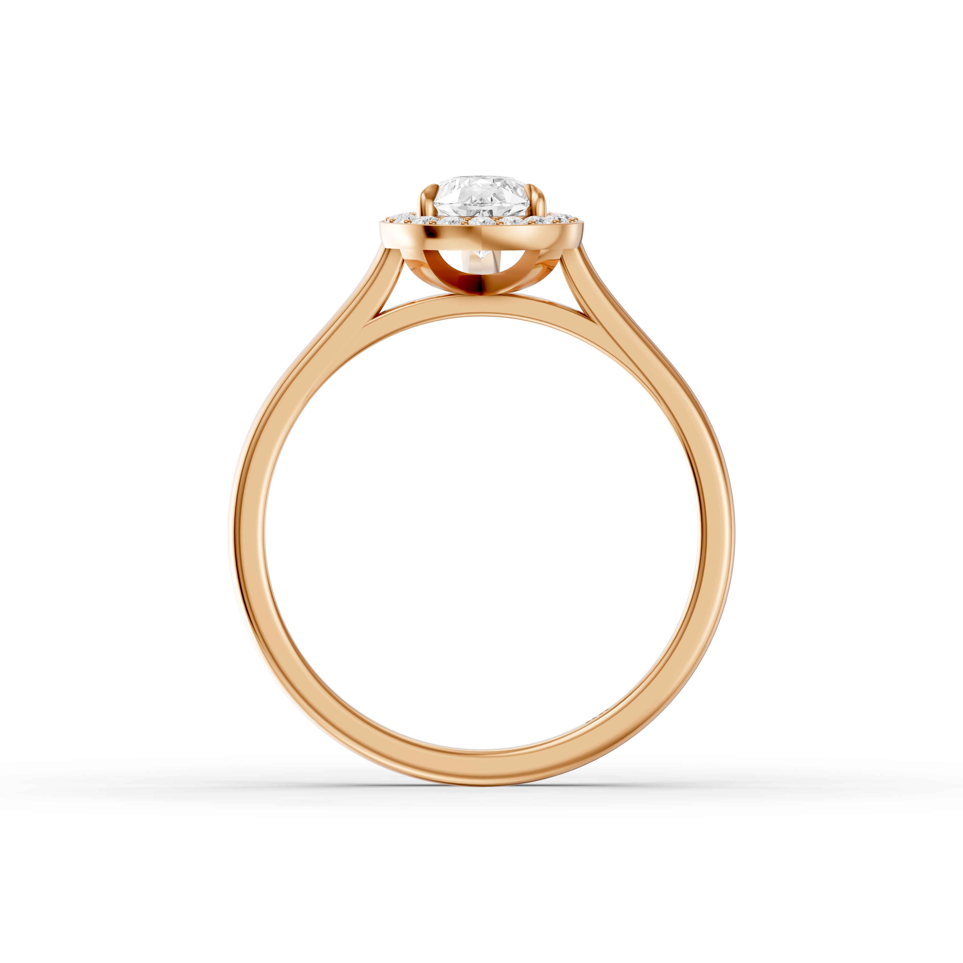 Nina Pear Cut Halo Cathedral Style Moissanite Diamond Ring