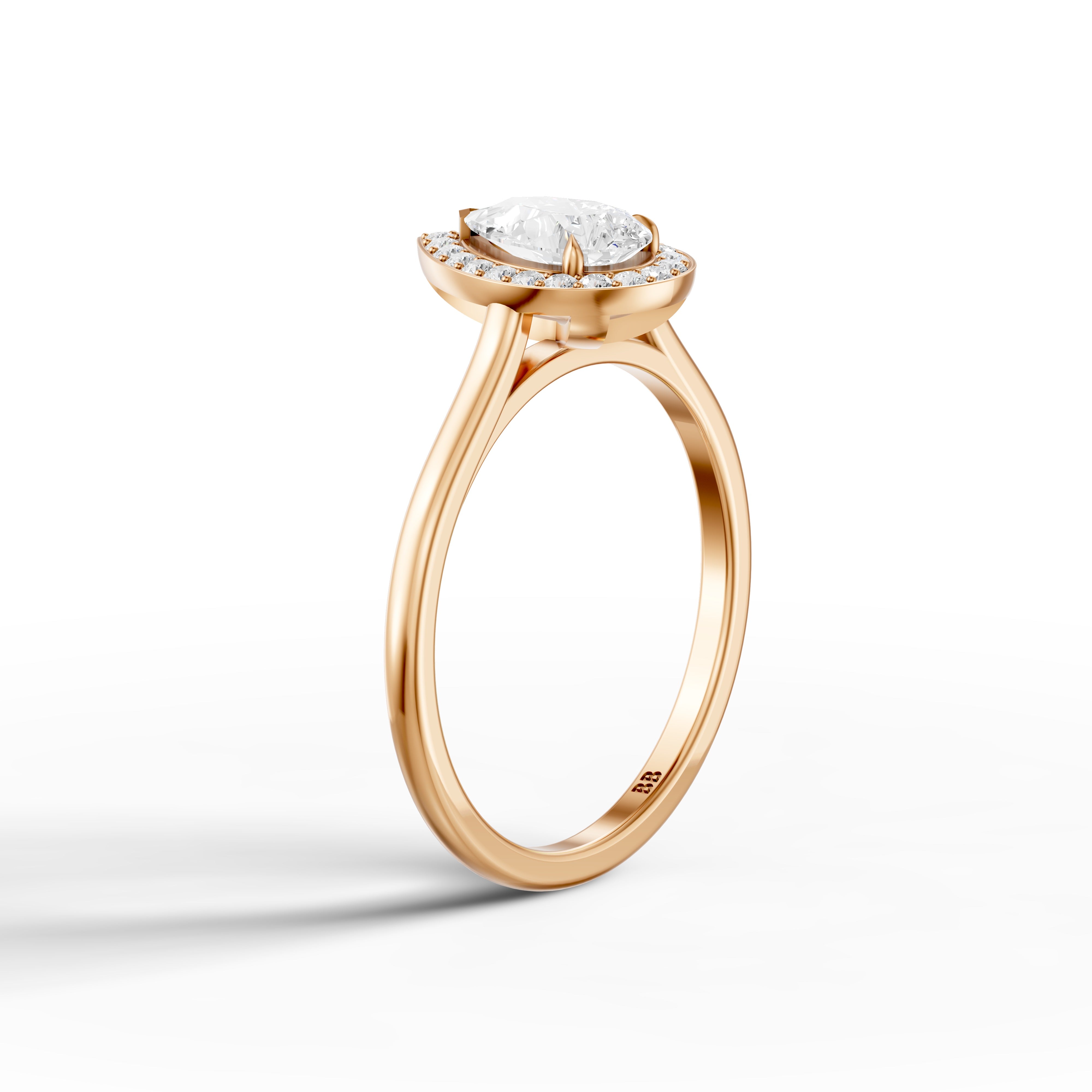 Nina Pear Cut Halo Cathedral Style Moissanite Diamond Ring